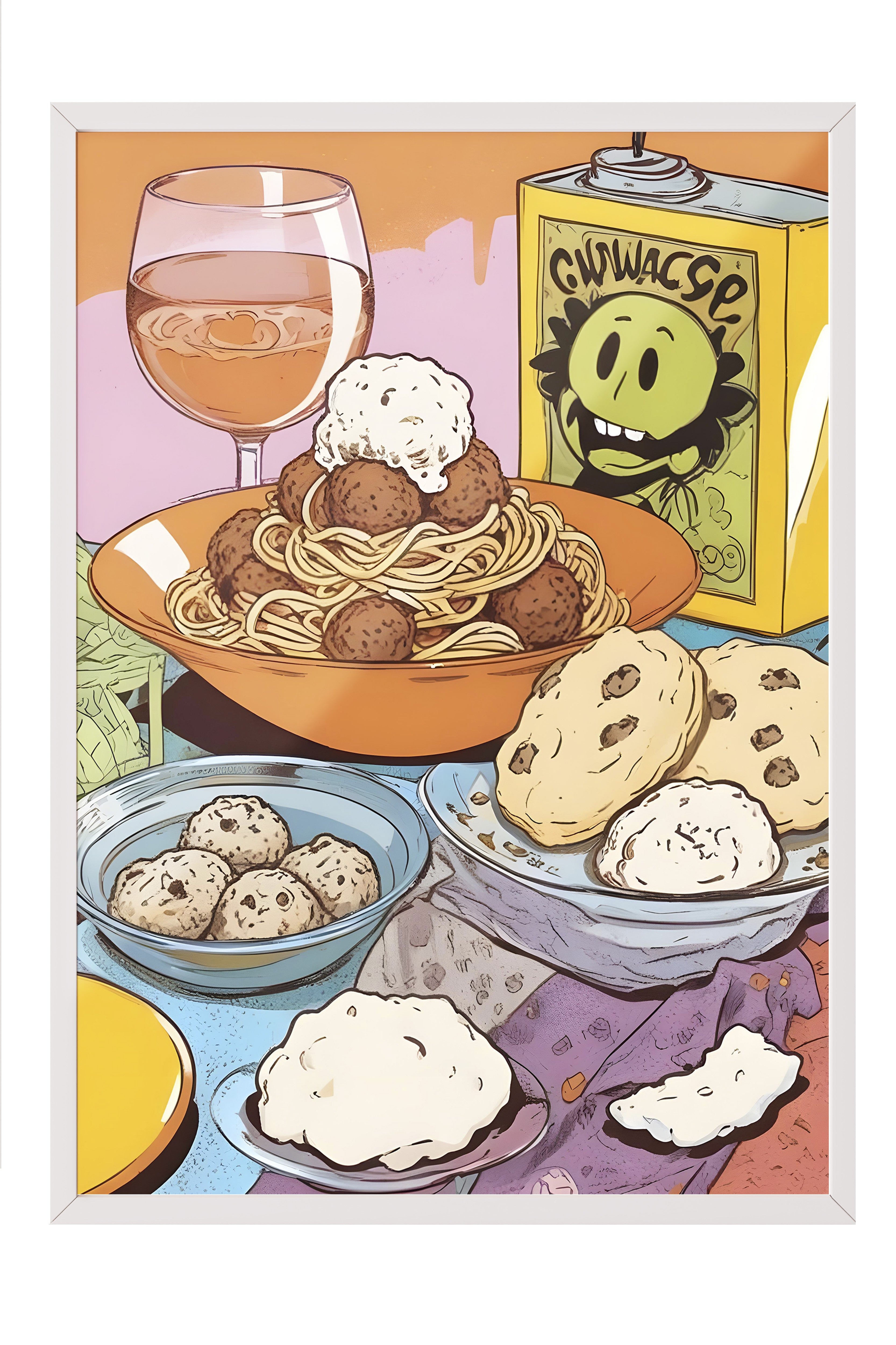 Beyaz Çerçeveli Tablo, Cookies, Comfort Serisi Mutfak Duvar Tablosu, NO:109146