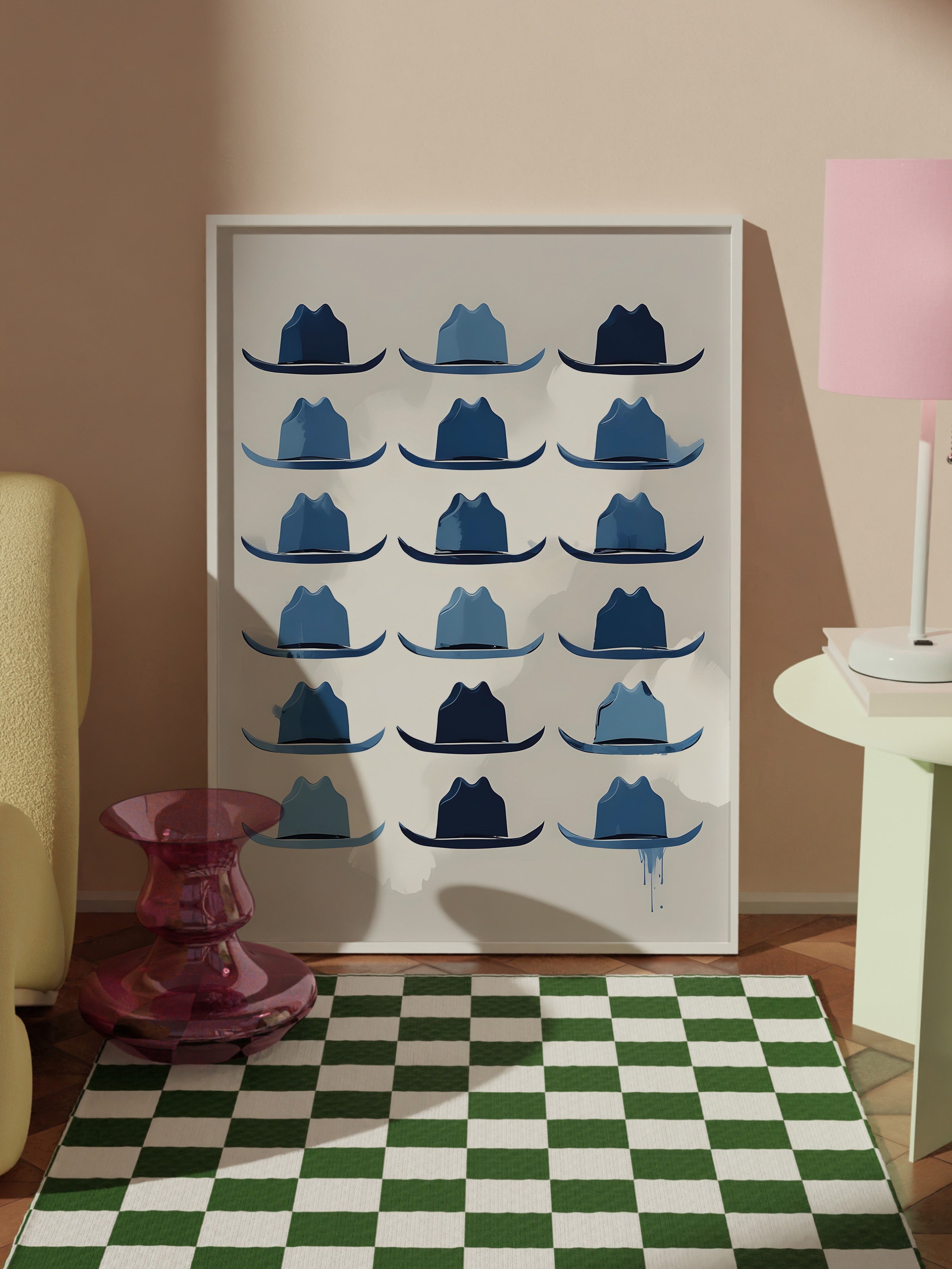 Beyaz Çerçeveli Tablo, Cowboy Hat, Comfort Serisi Poster ve Duvar Tablosu, NO:108932