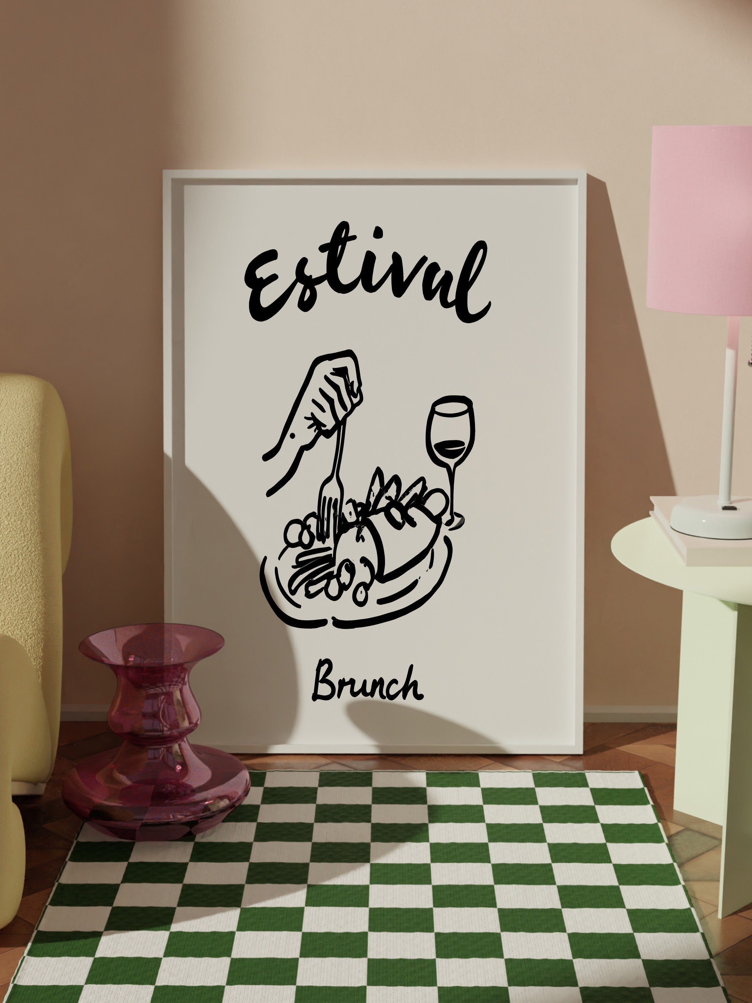 Beyaz Çerçeveli Tablo, Estival Brunch, Comfort Serisi Mutfak Duvar Tablosu, NO:109113