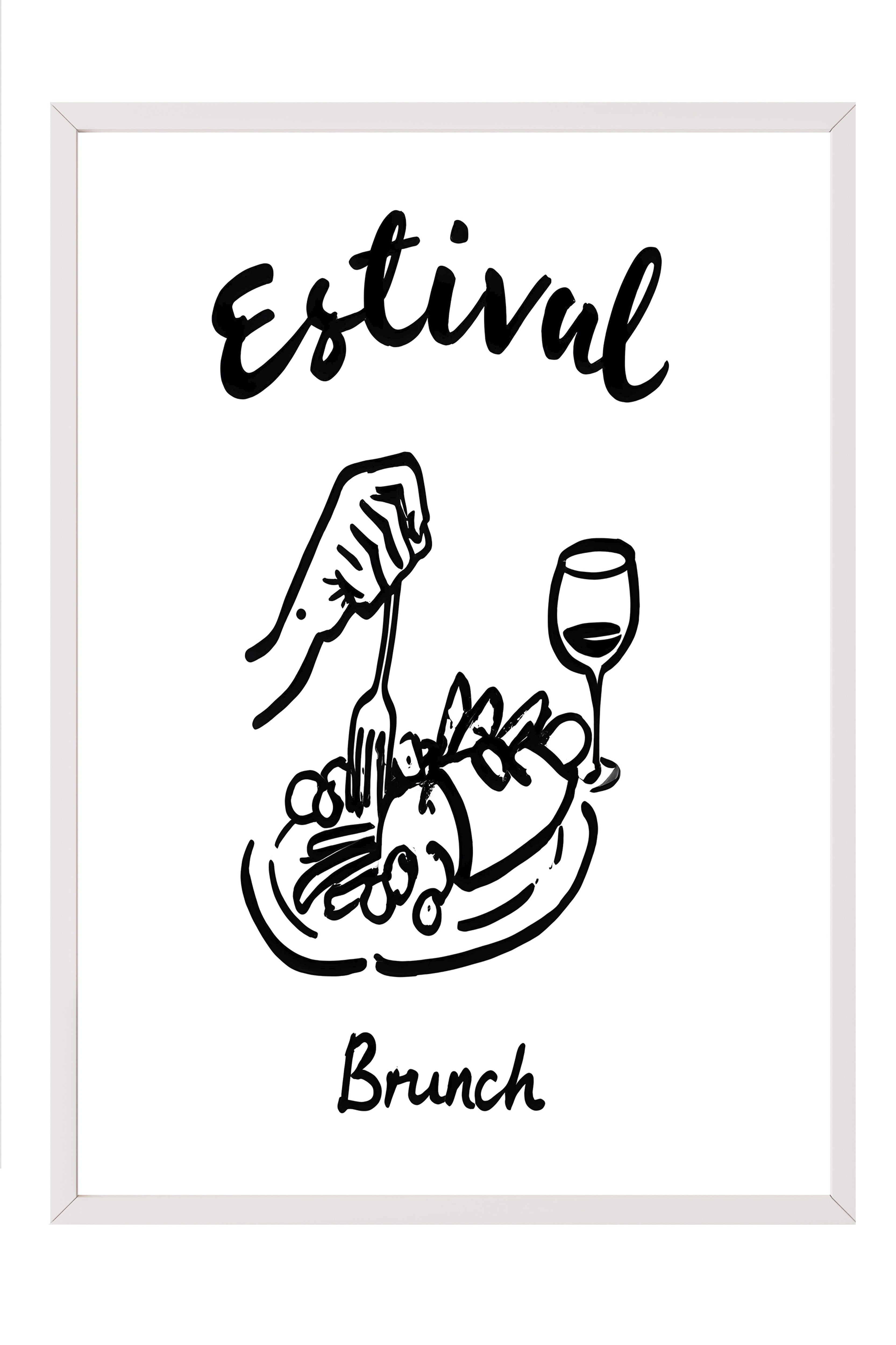 Beyaz Çerçeveli Tablo, Estival Brunch, Comfort Serisi Mutfak Duvar Tablosu, NO:109113