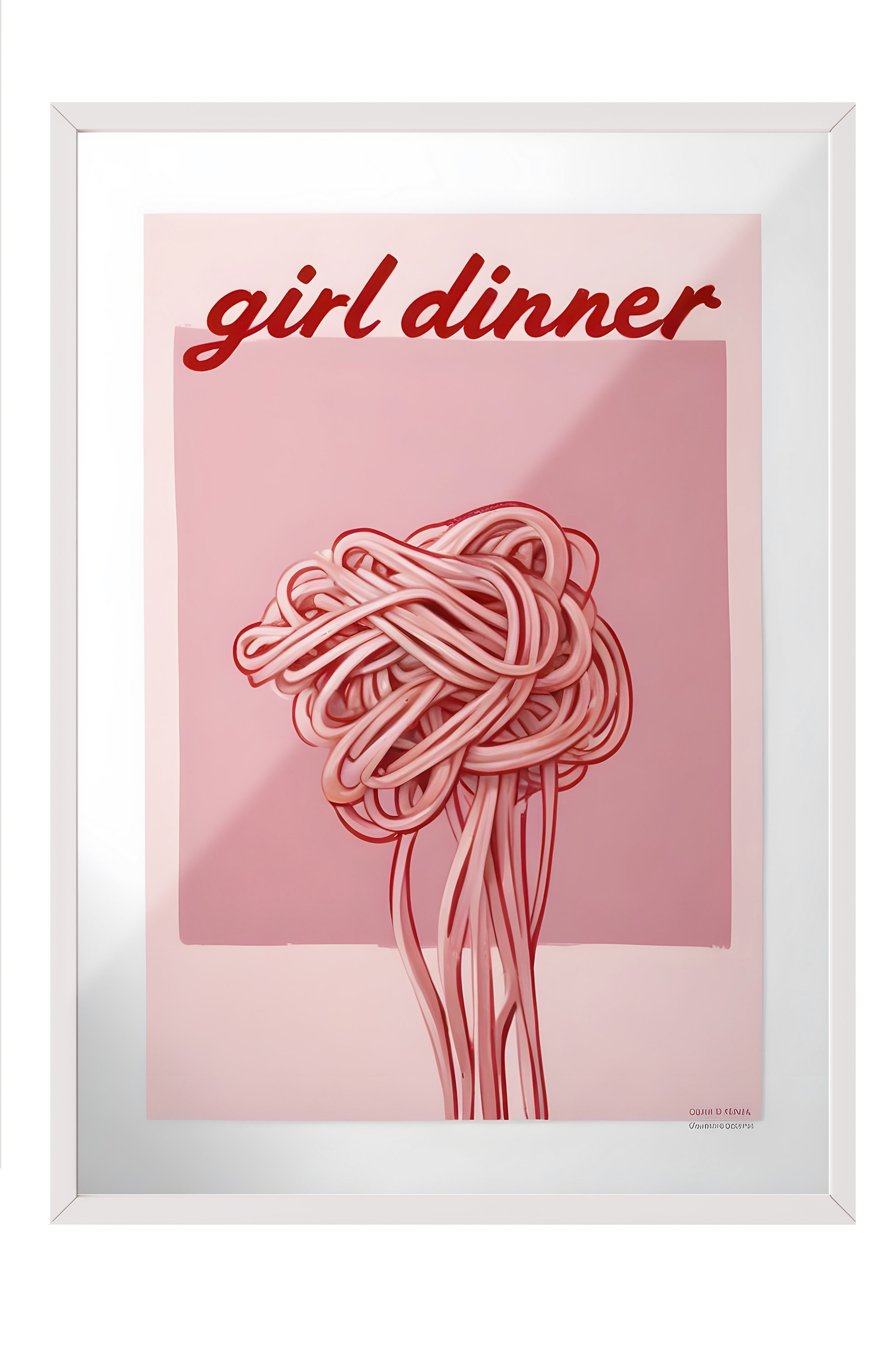 Beyaz Çerçeveli Tablo, Girl Dinner, Comfort Serisi Mutfak Duvar Tablosu, NO:109095