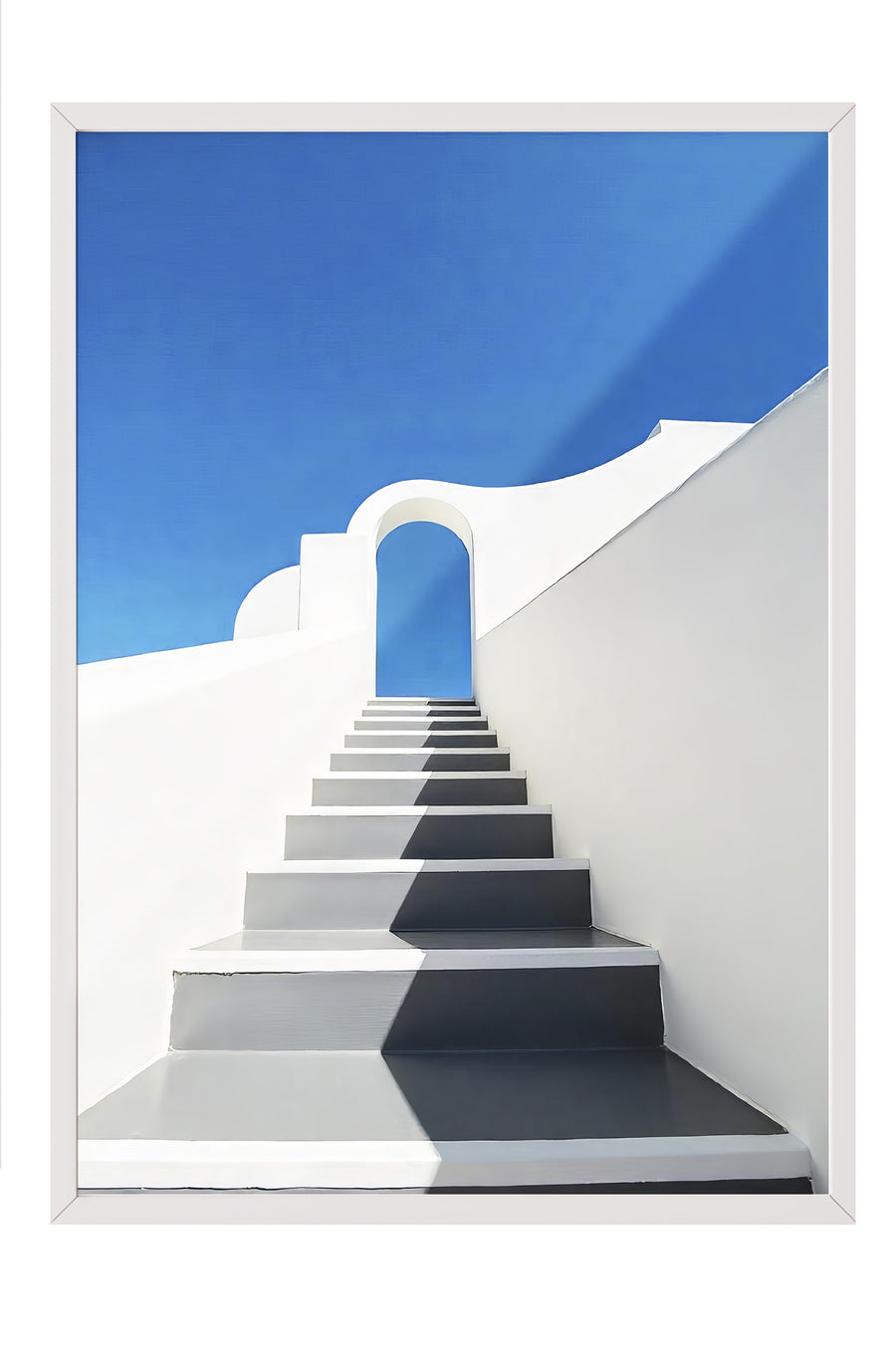 Merdiven ve Mavi Gökyüzü Poster Poster – Beyaz Çerçeveli Tablo