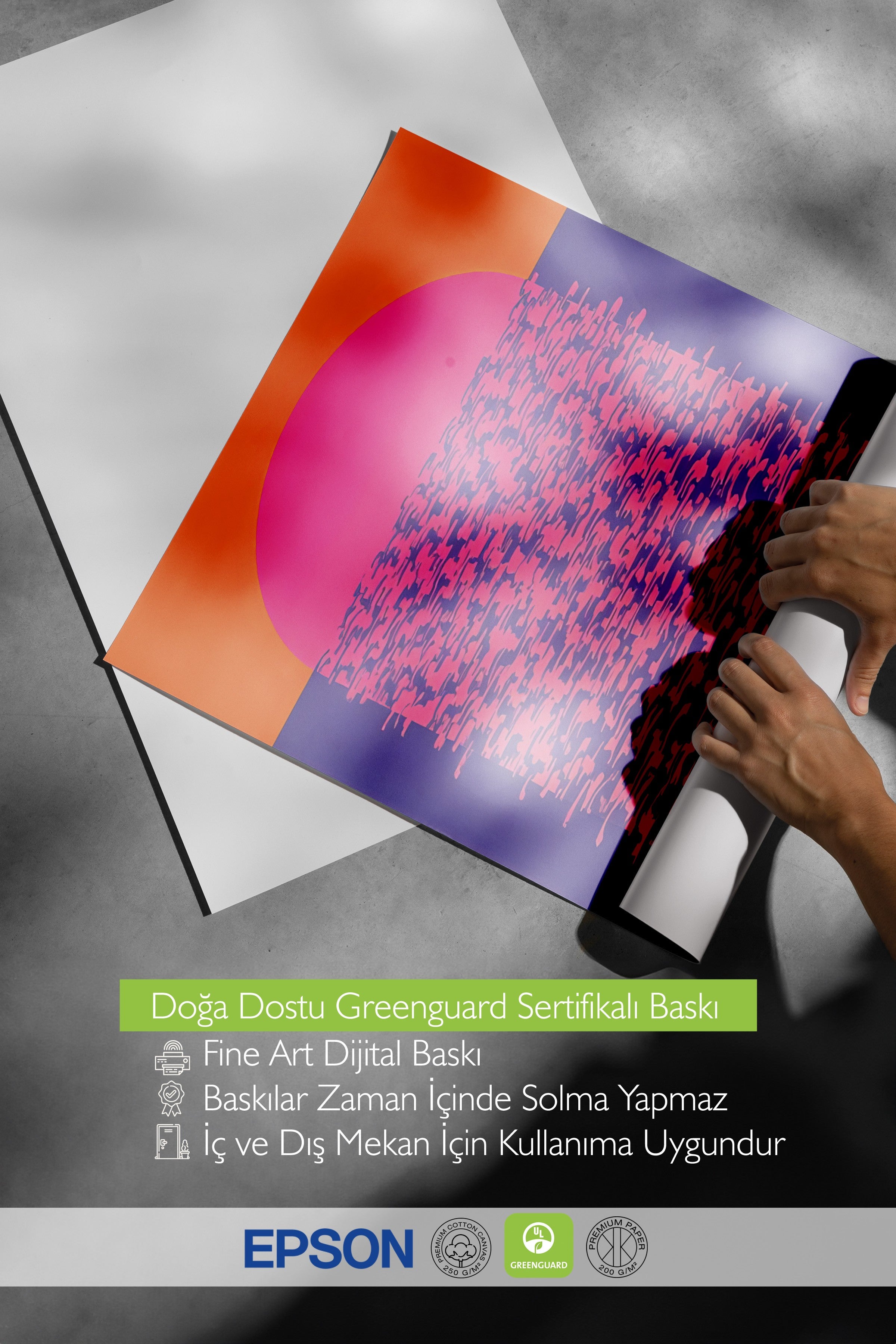 Beyaz Çerçeveli Tablo, Güneşin Yansıması, İllüstrasyon, Maximalist, Mavi Renk Poster, 2025 Yaz Seçkisi, NO:109758