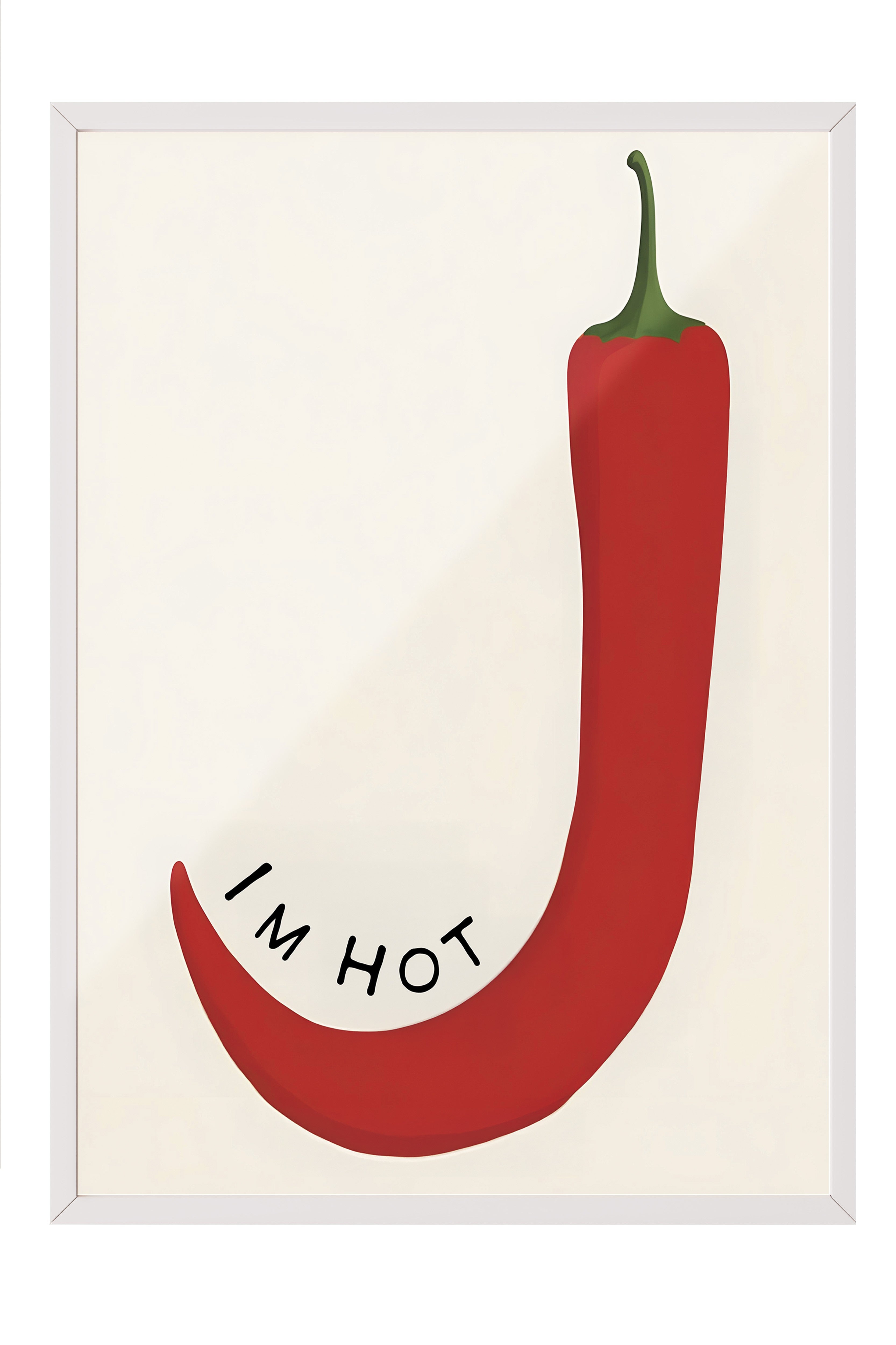Beyaz Çerçeveli Tablo, I'm Hot, Comfort Serisi Mutfak Duvar Tablosu, NO:109058