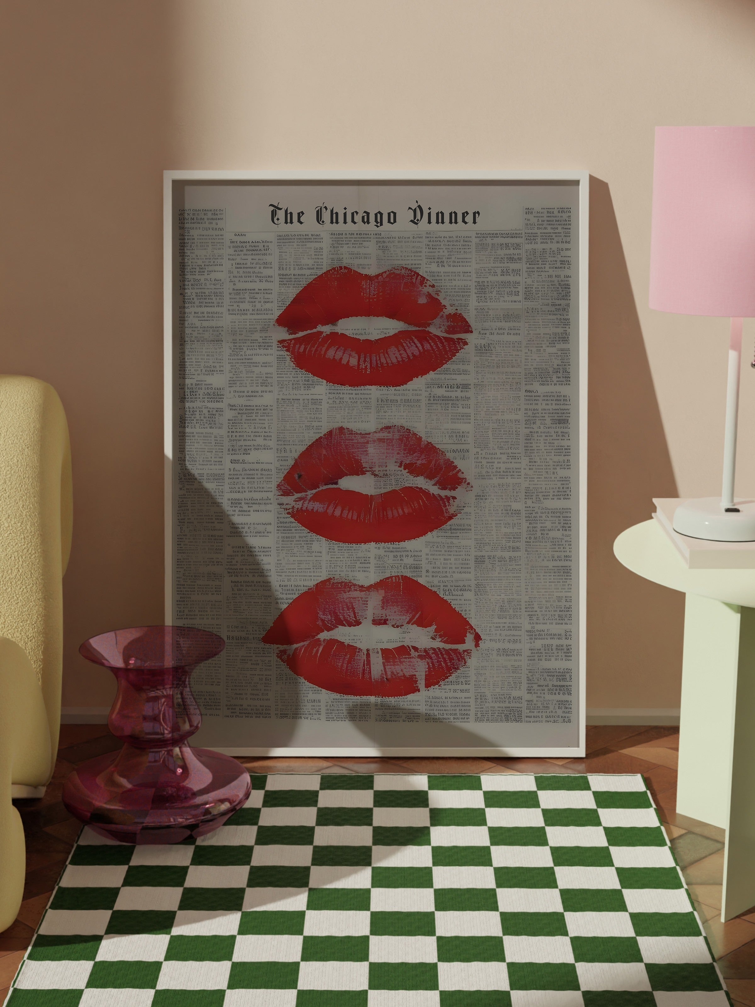 Beyaz Çerçeveli Tablo, Kisses for the newspaper, Comfort Serisi Poster ve Duvar Tablosu, NO:108923