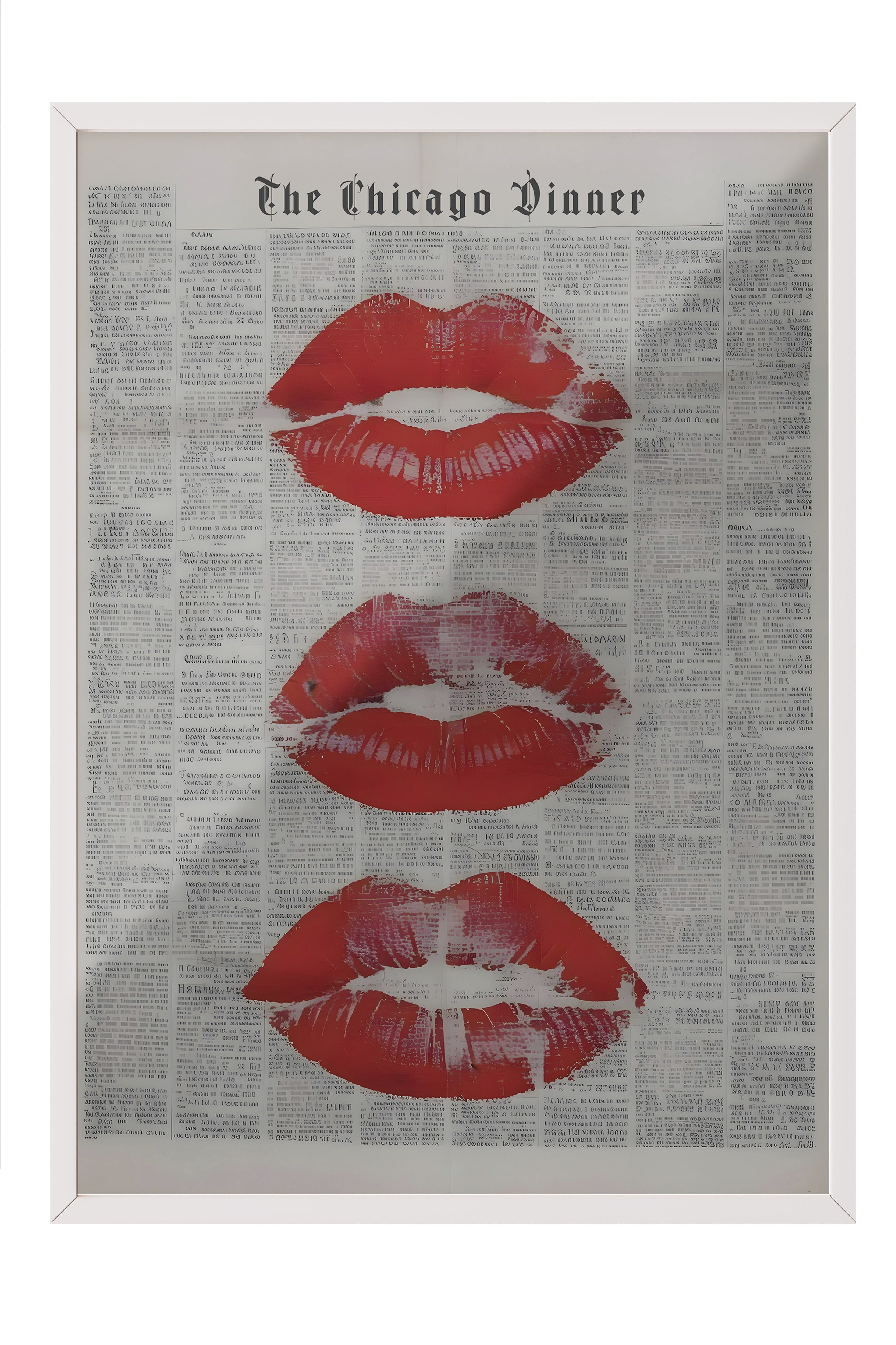 Beyaz Çerçeveli Tablo, Kisses for the newspaper, Comfort Serisi Poster ve Duvar Tablosu, NO:108923