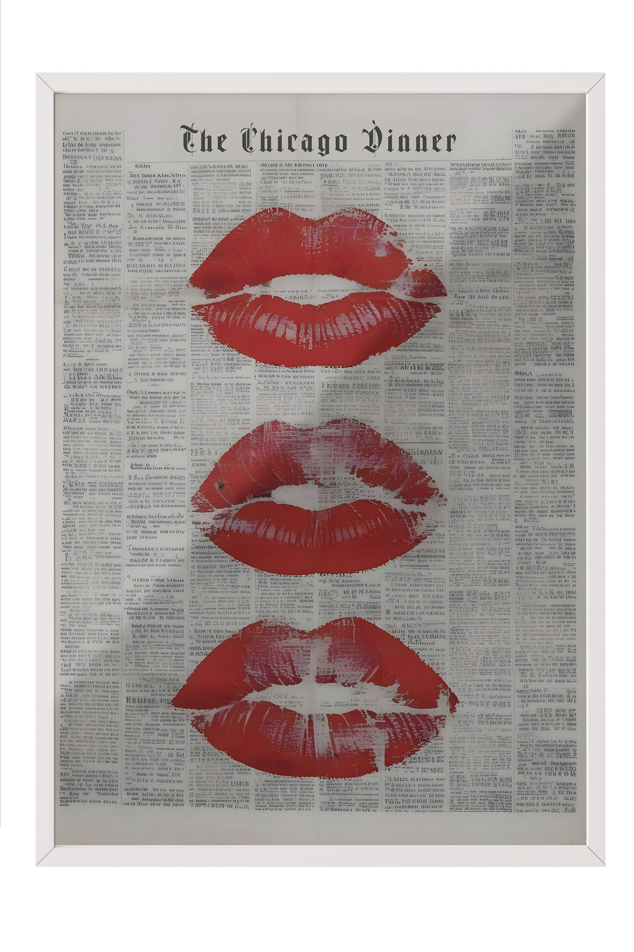 Beyaz Çerçeveli Tablo, Kisses for the newspaper, Comfort Serisi Poster ve Duvar Tablosu, NO:108923