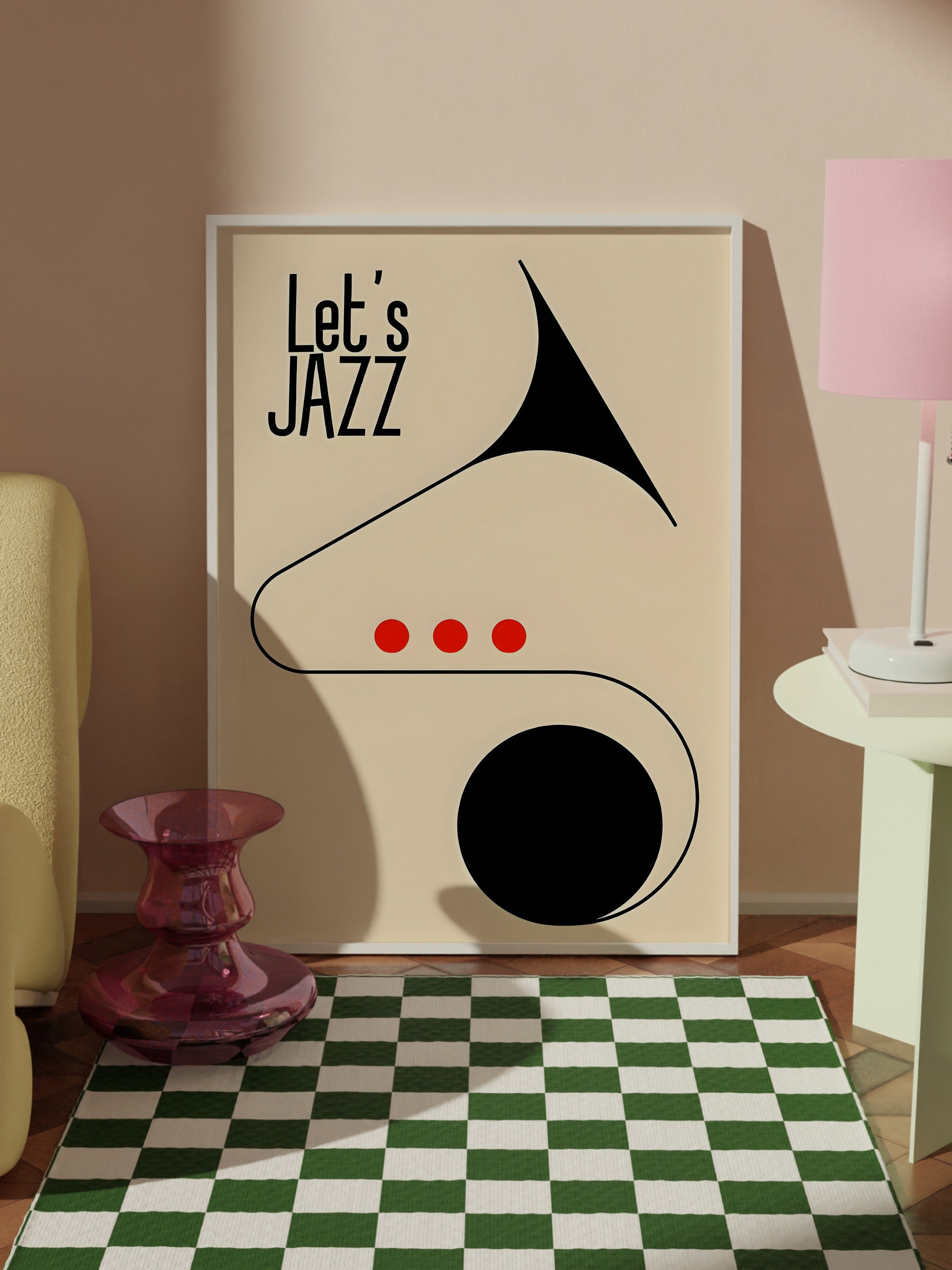 Beyaz Çerçeveli Tablo, Let's Jazz - 2, Comfort Serisi Poster ve  Duvar Tablosu, NO:108970