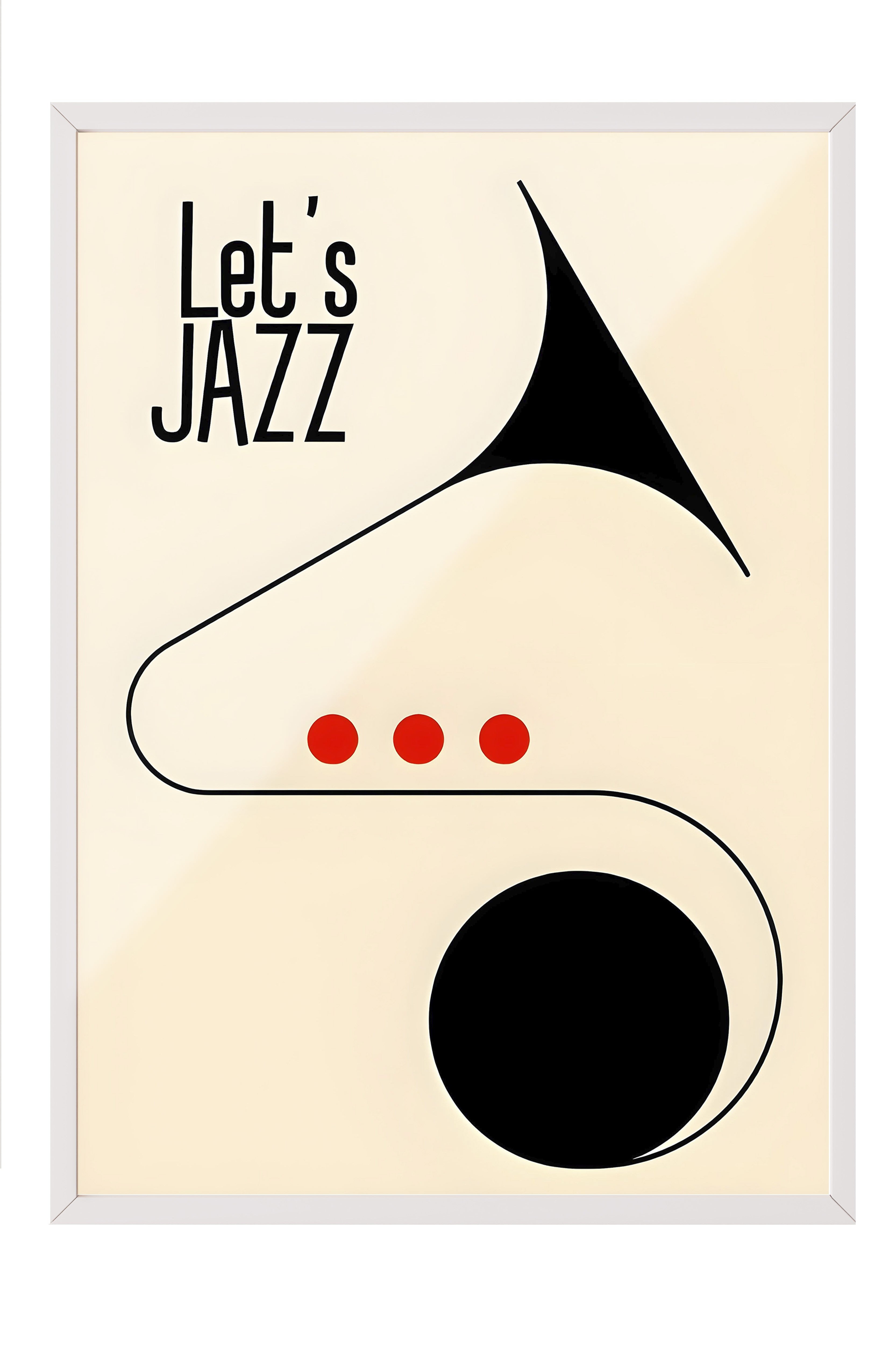 Beyaz Çerçeveli Tablo, Let's Jazz - 2, Comfort Serisi Poster ve  Duvar Tablosu, NO:108970