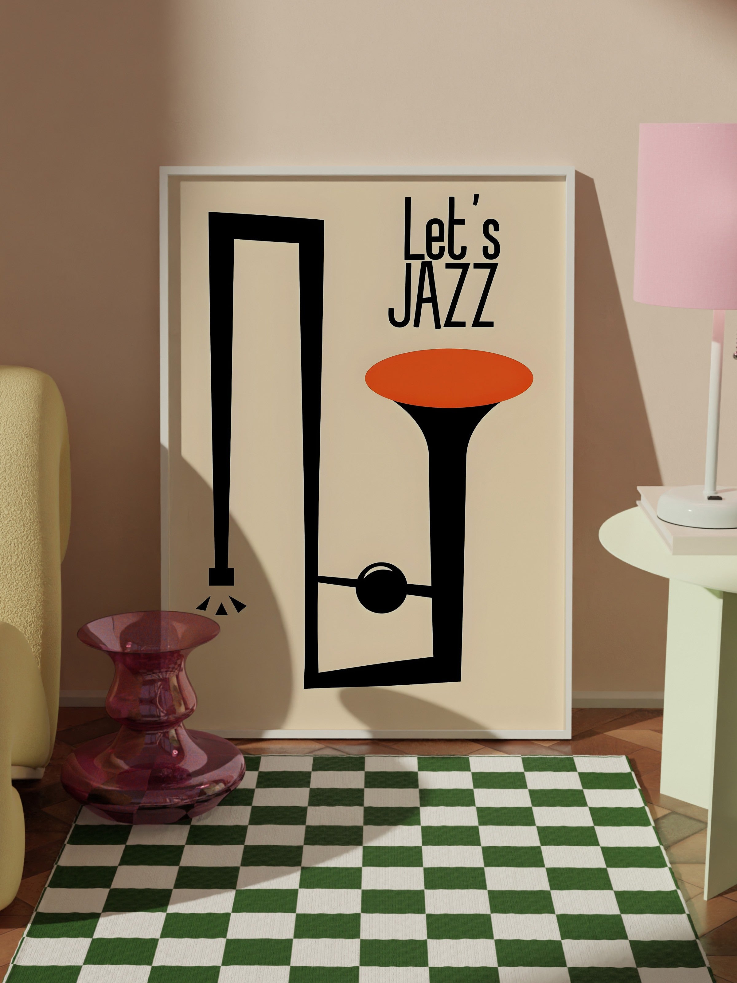 Beyaz Çerçeveli Tablo, Let's Jazz - 3, Comfort Serisi Poster ve  Duvar Tablosu, NO:108971
