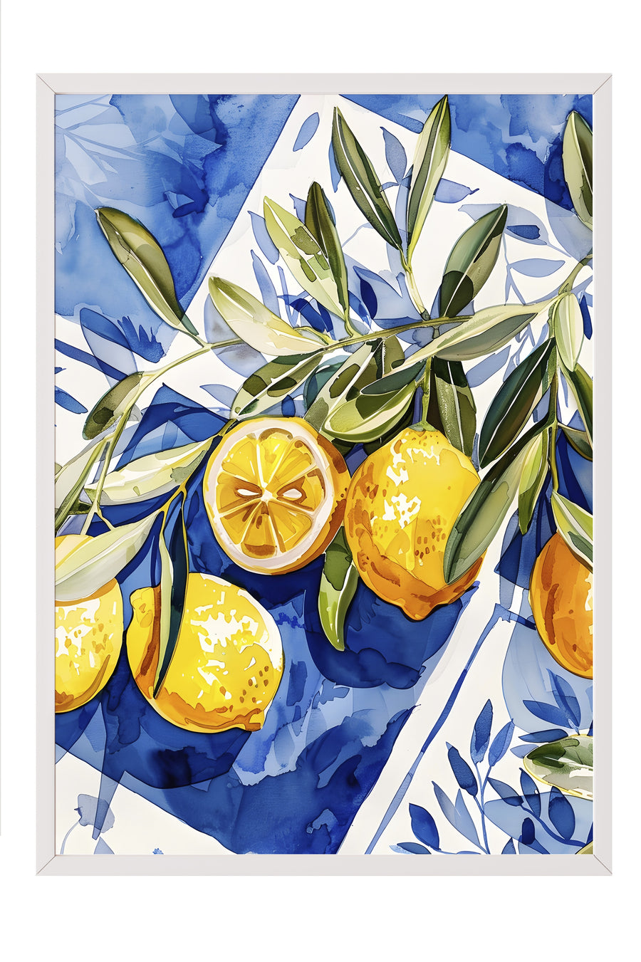 Limon ve Zeytin Dalları Poster Poster – Beyaz Çerçeveli Tablo