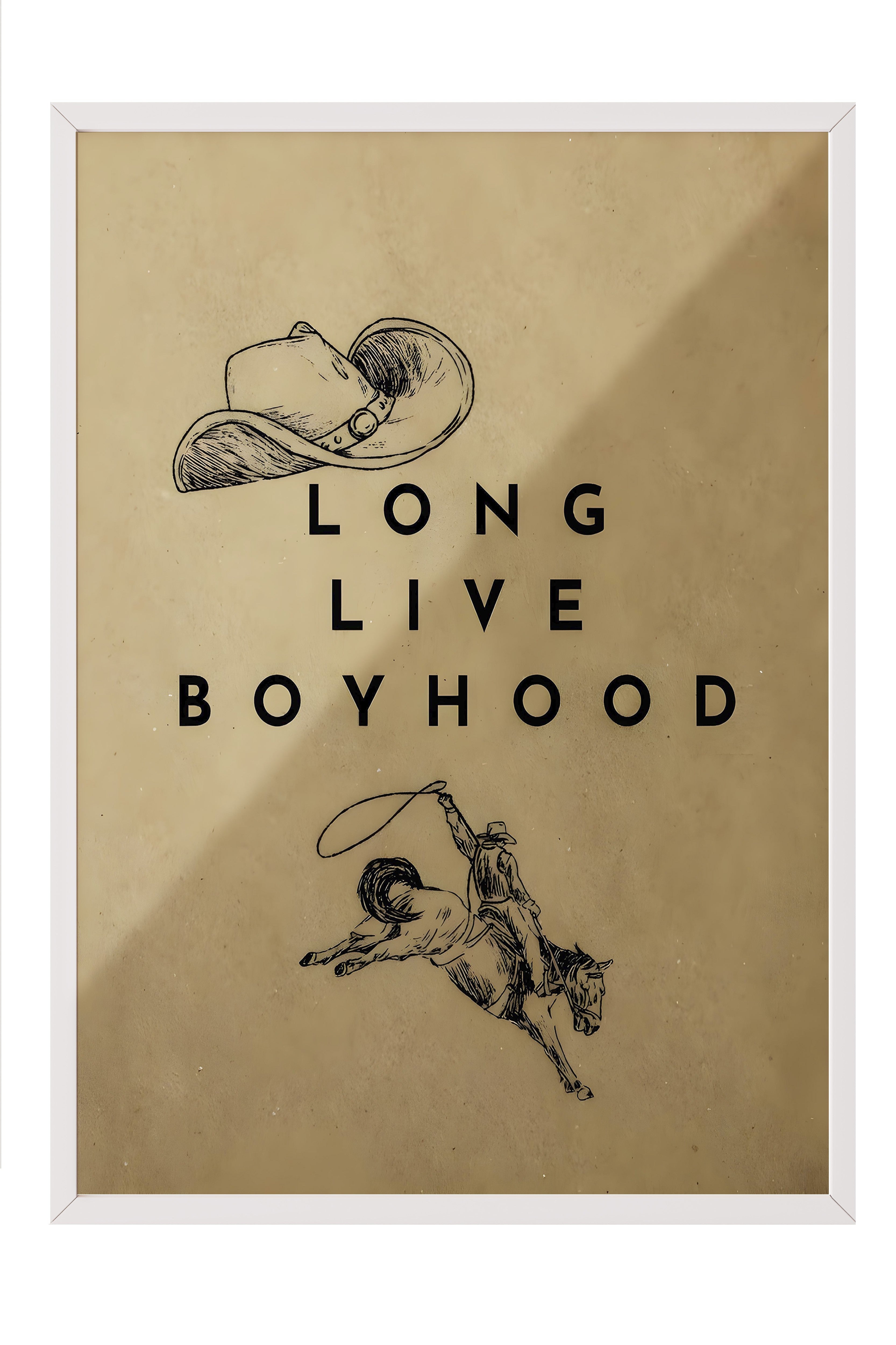 Beyaz Çerçeveli Tablo, Long Live Boyhood, Comfort Serisi Poster ve Duvar Tablosu, NO:108958
