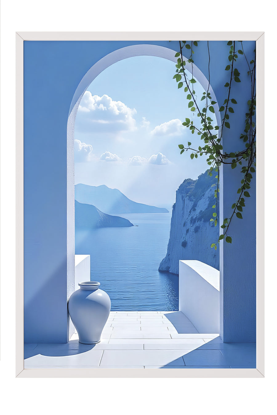 Deniz Manzaralı Arnavut Kaldırımı Poster Poster – Beyaz Çerçeveli Tablo