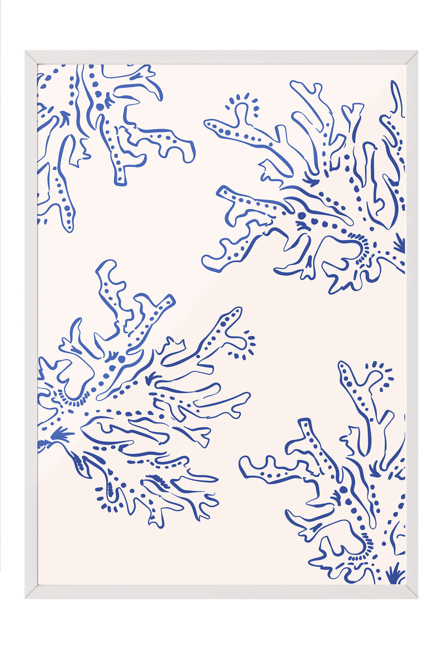 Mavi mercan desenleri Poster Poster – Beyaz Çerçeveli Tablo