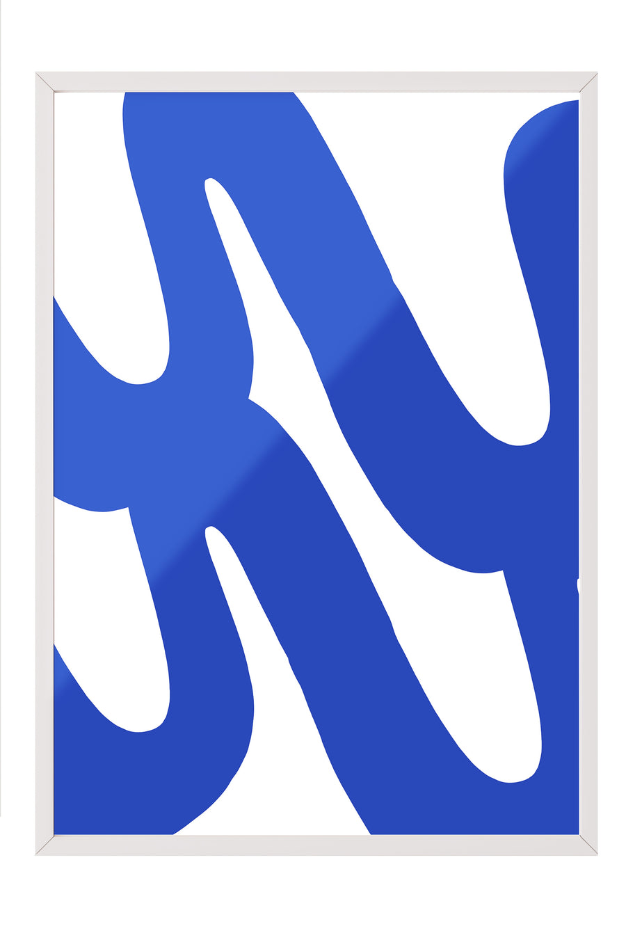 Mavi Akışkan Şekiller Minimalist Poster – Beyaz Çerçeveli Tablo