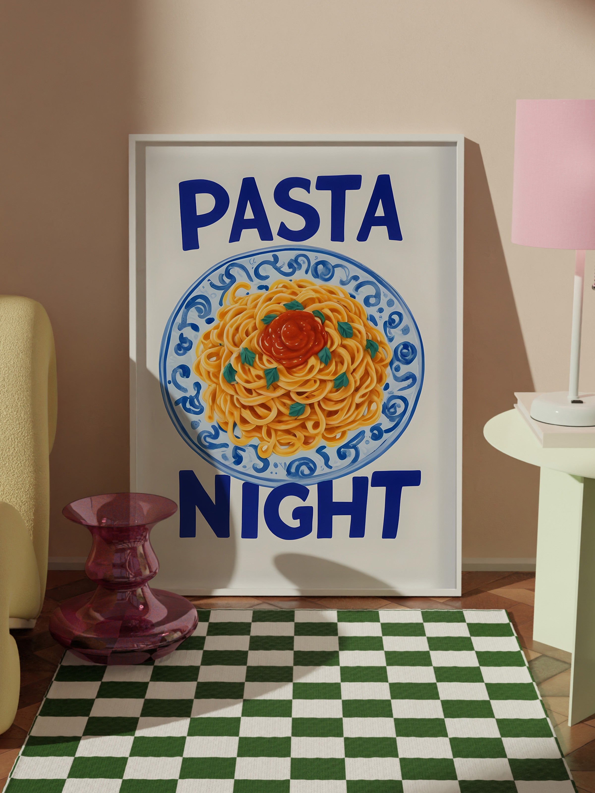 Beyaz Çerçeveli Tablo, Pasta Night, Comfort Serisi Mutfak Duvar Tablosu, NO:109082