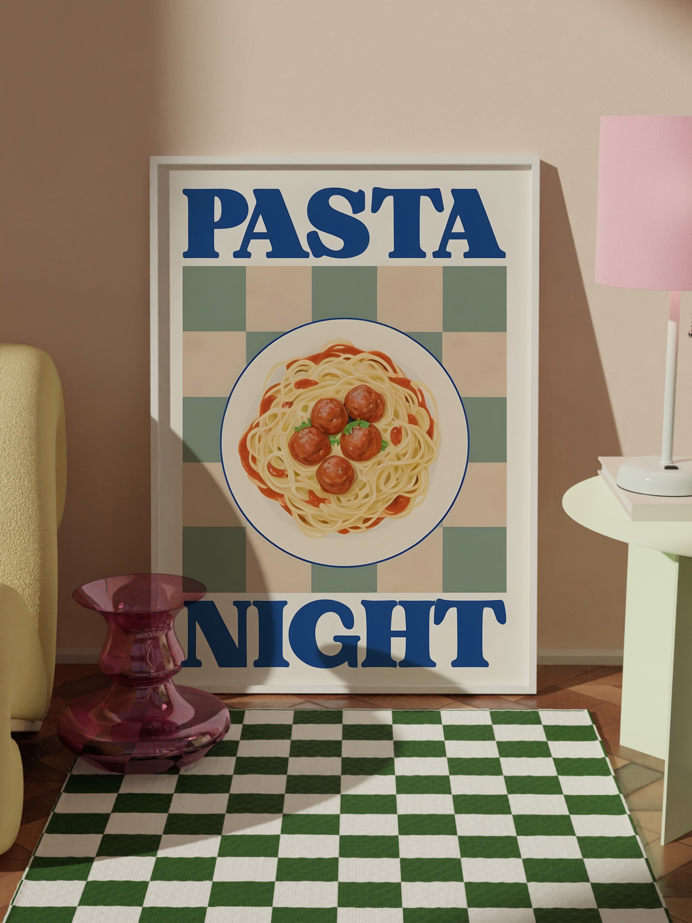 Beyaz Çerçeveli Tablo, Pasta Night, Comfort Serisi Mutfak Duvar Tablosu, NO:109091