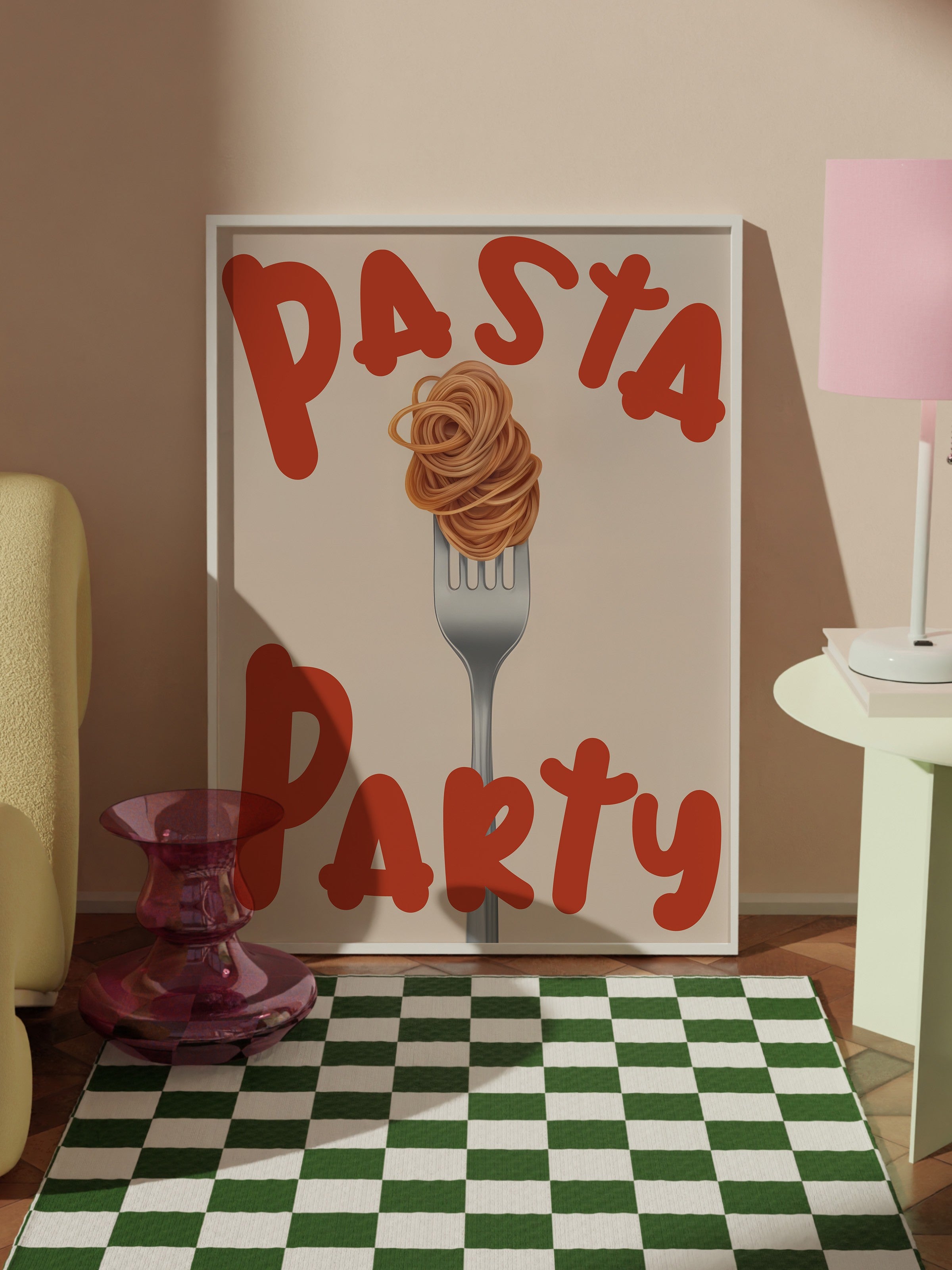 Beyaz Çerçeveli Tablo, Pasta Party, Comfort Serisi Mutfak Duvar Tablosu, NO:109056