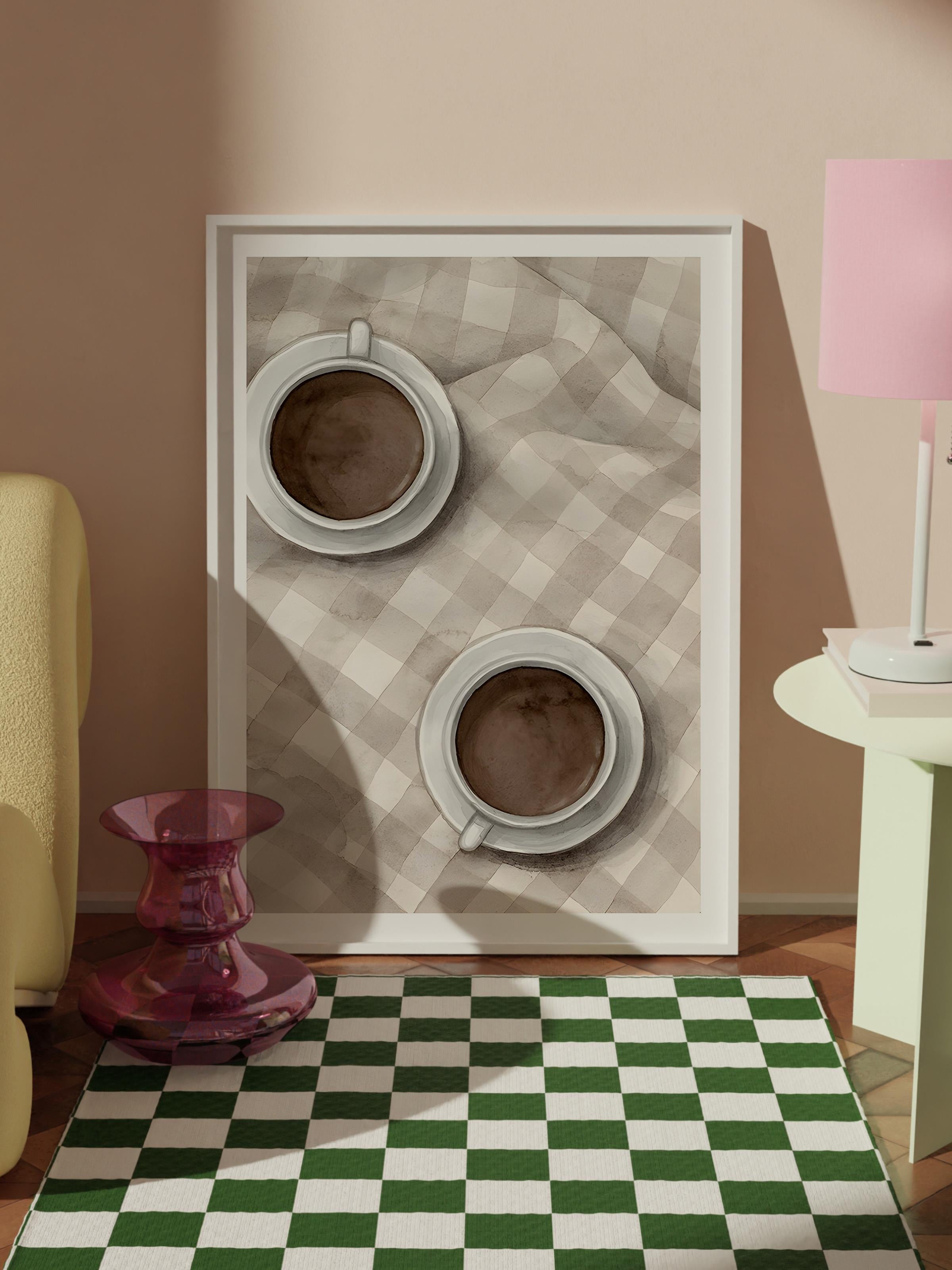 Beyaz Çerçeveli Tablo, Poster ve Çerçeve Seti, Cups of Coffee Comfort Serisi NO:108581