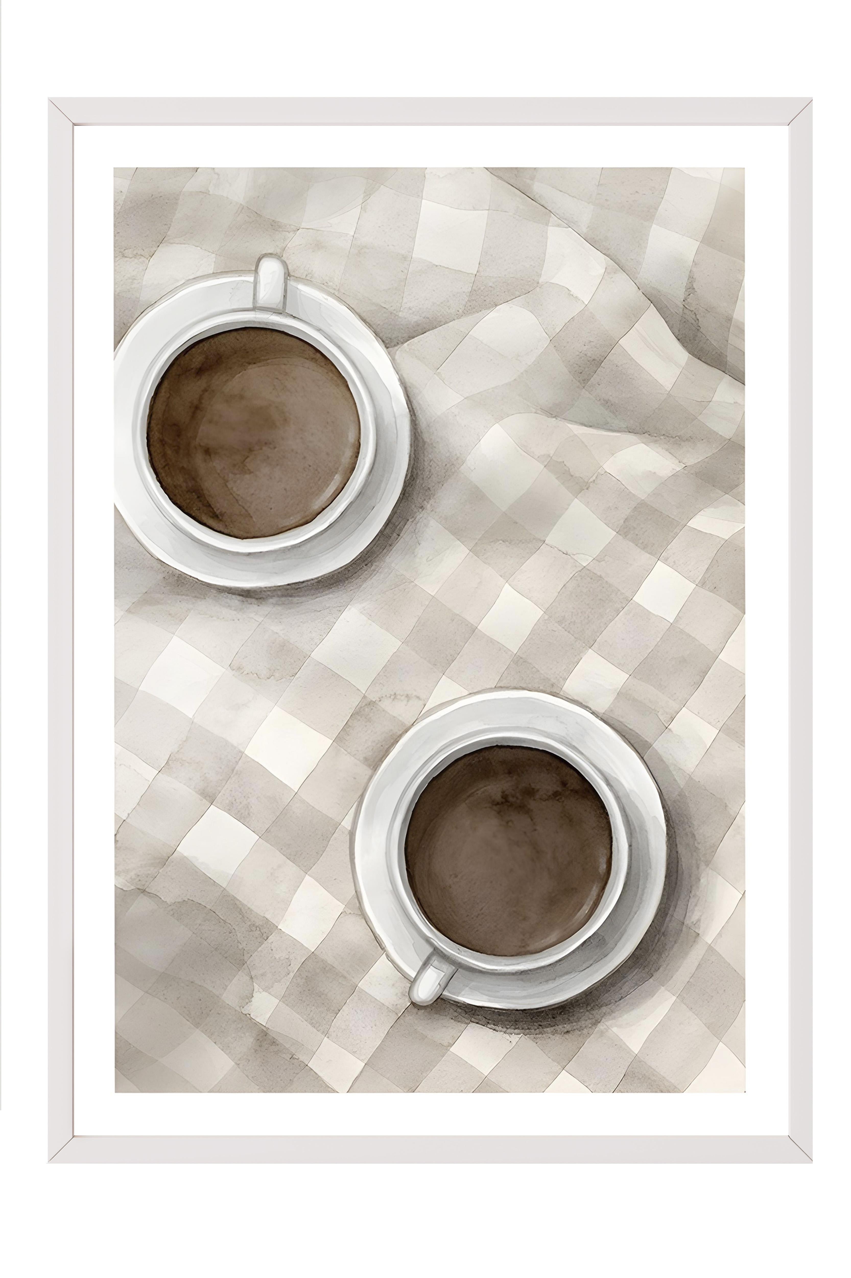 Beyaz Çerçeveli Tablo, Poster ve Çerçeve Seti, Cups of Coffee Comfort Serisi NO:108581