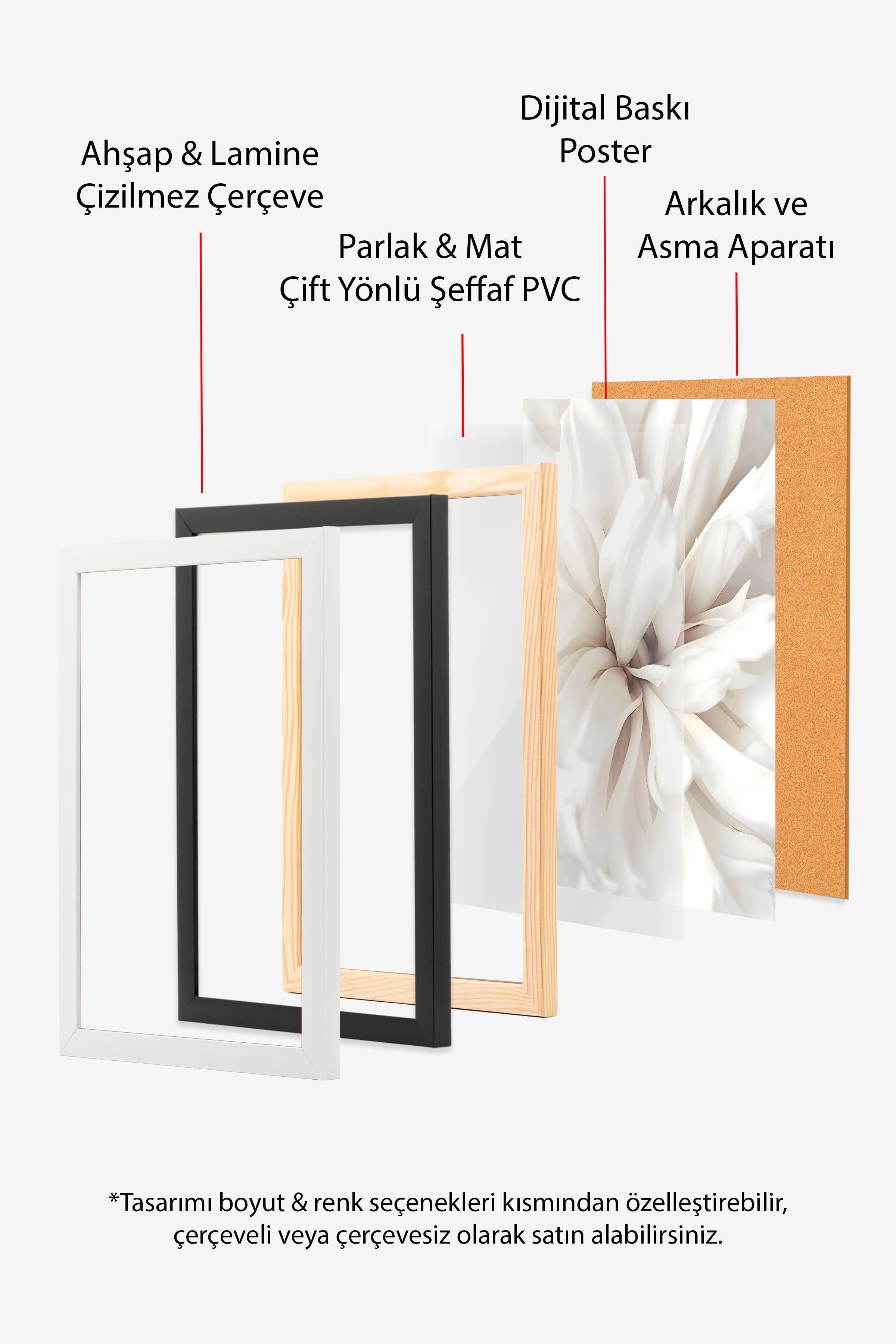 Beyaz Çerçeveli Tablo,  Duvar Tablosu, Abstract Red Lines Comfort Serisi NO:108705