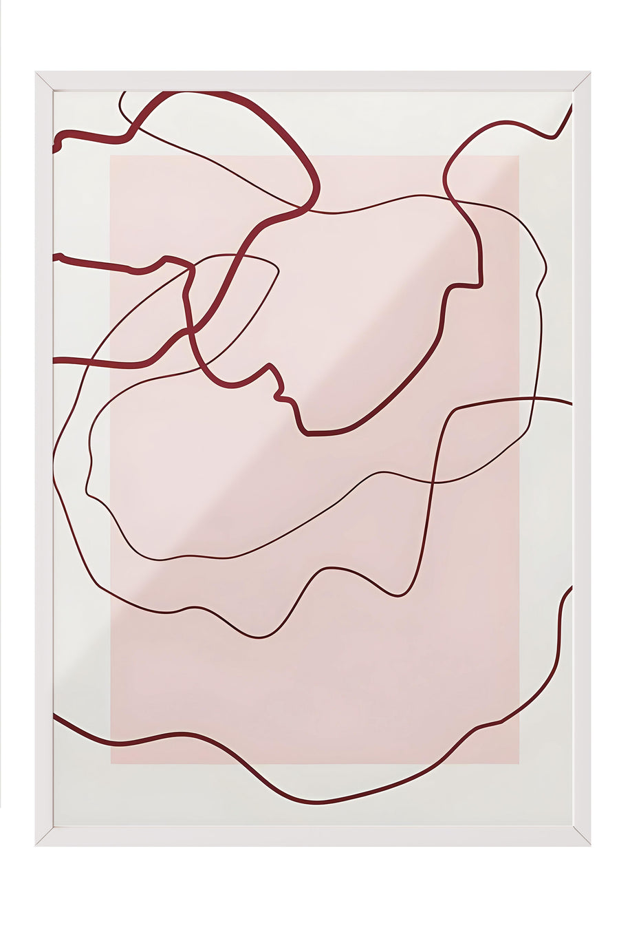 Beyaz Çerçeveli Tablo,  Duvar Tablosu, Abstract Red Lines Comfort Serisi NO:108705