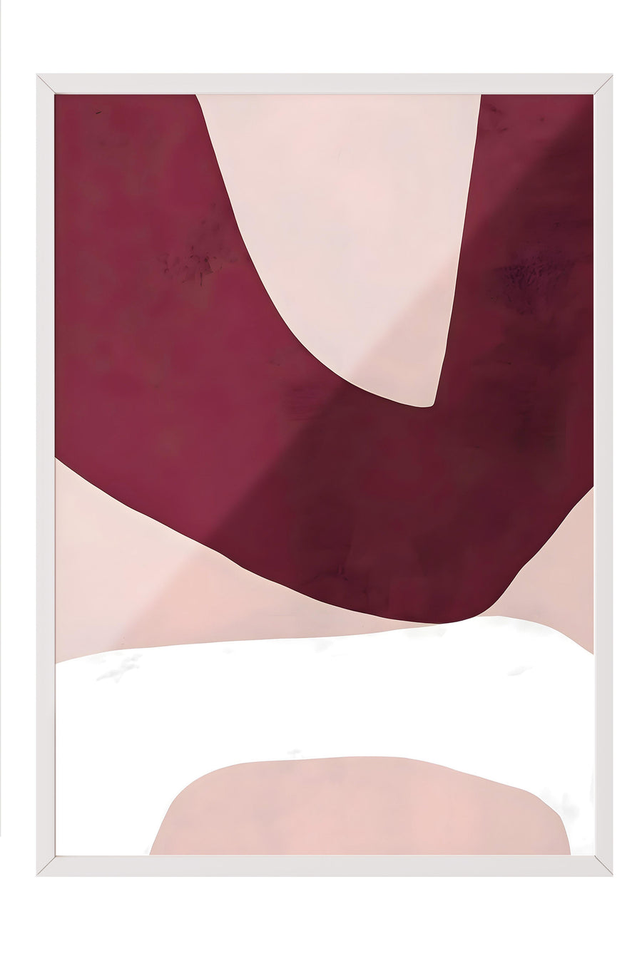 Bordo Pembe Soyut Formlar Minimalist Poster – Beyaz Çerçeveli Tablo