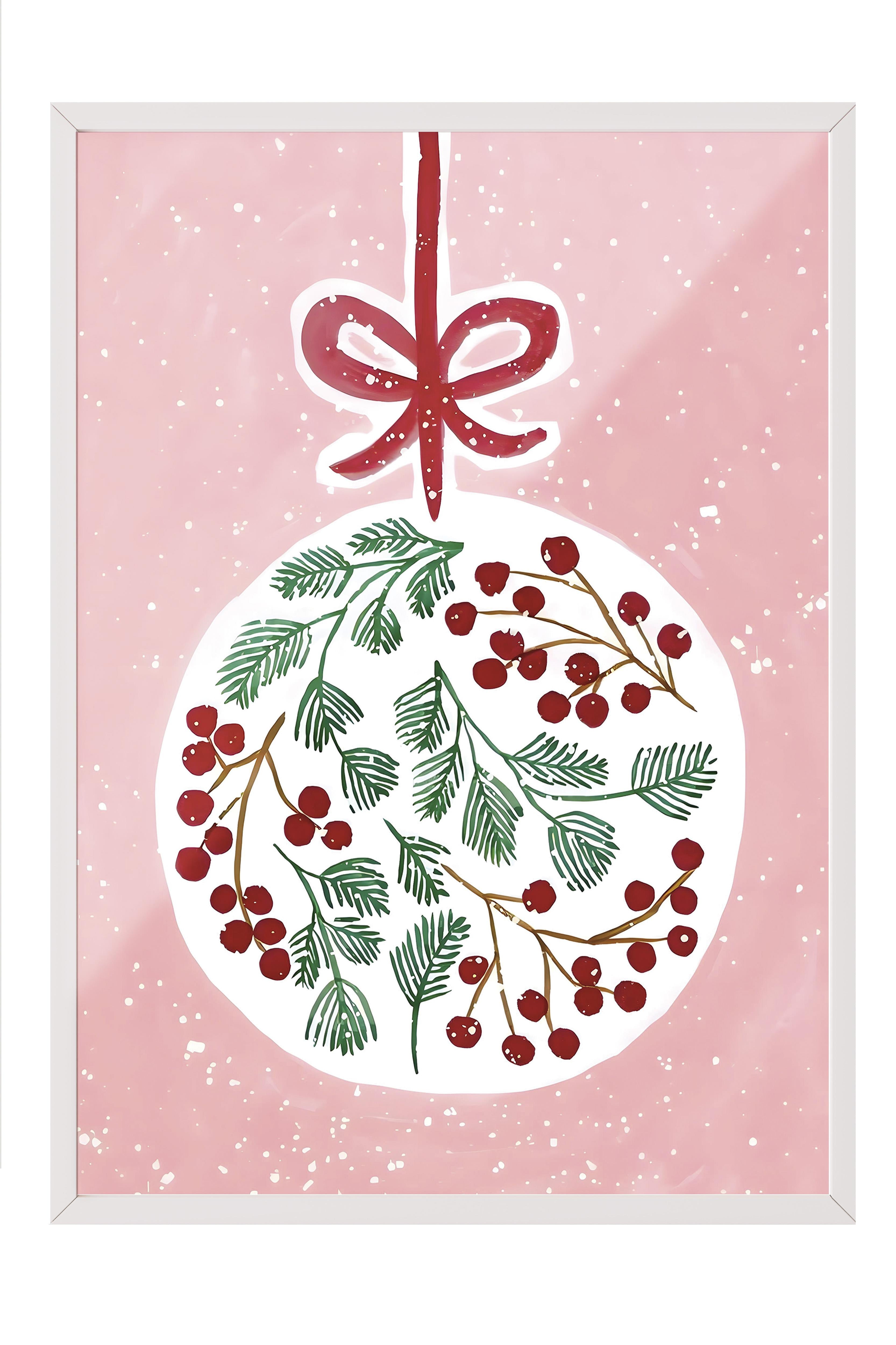 Beyaz Çerçeveli Tablo, Yılbaşı Poster, Yılbaşı Dekoru, Ball of Joy Comfort Serisi NO:108675