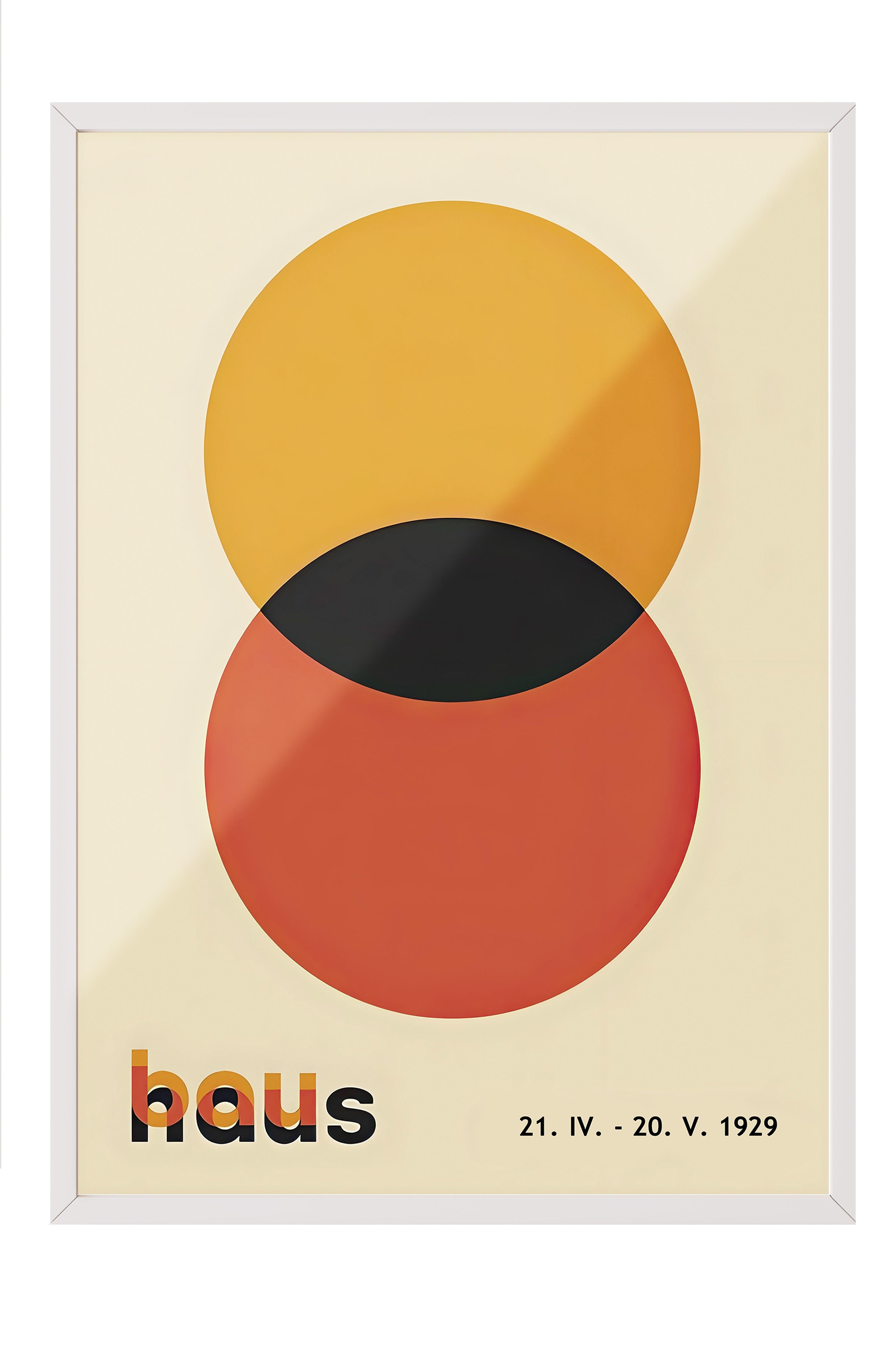 Beyaz Çerçeveli Tablo, Poster ve Çerçeve Seti,  Duvar Tablosu, Bauhaus Circles Comfort Serisi NO:108613