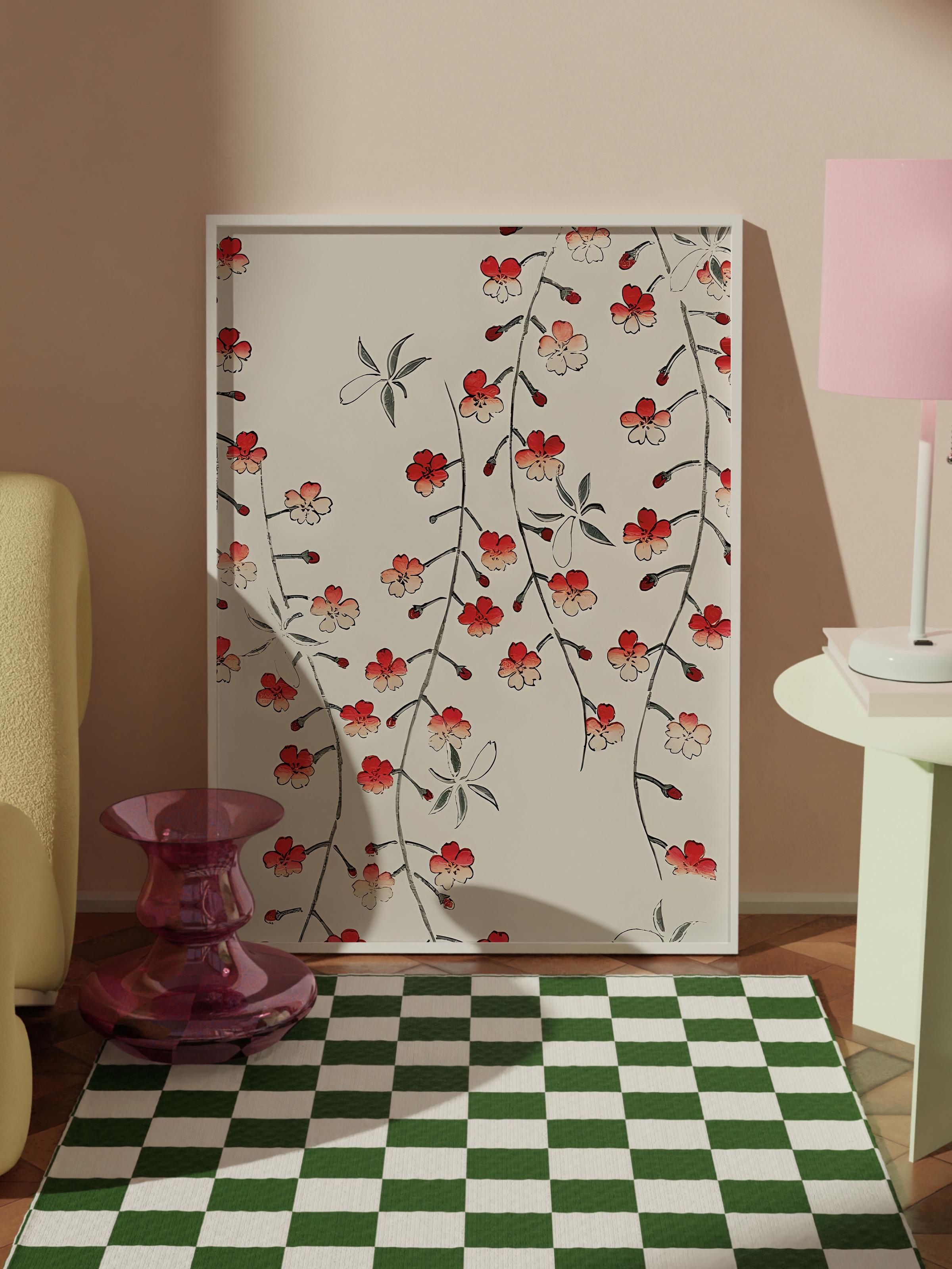 Beyaz Çerçeveli Tablo,  Duvar Tablosu, Bijutsu Sekai - Cherry Blossom Comfort Serisi NO:108700