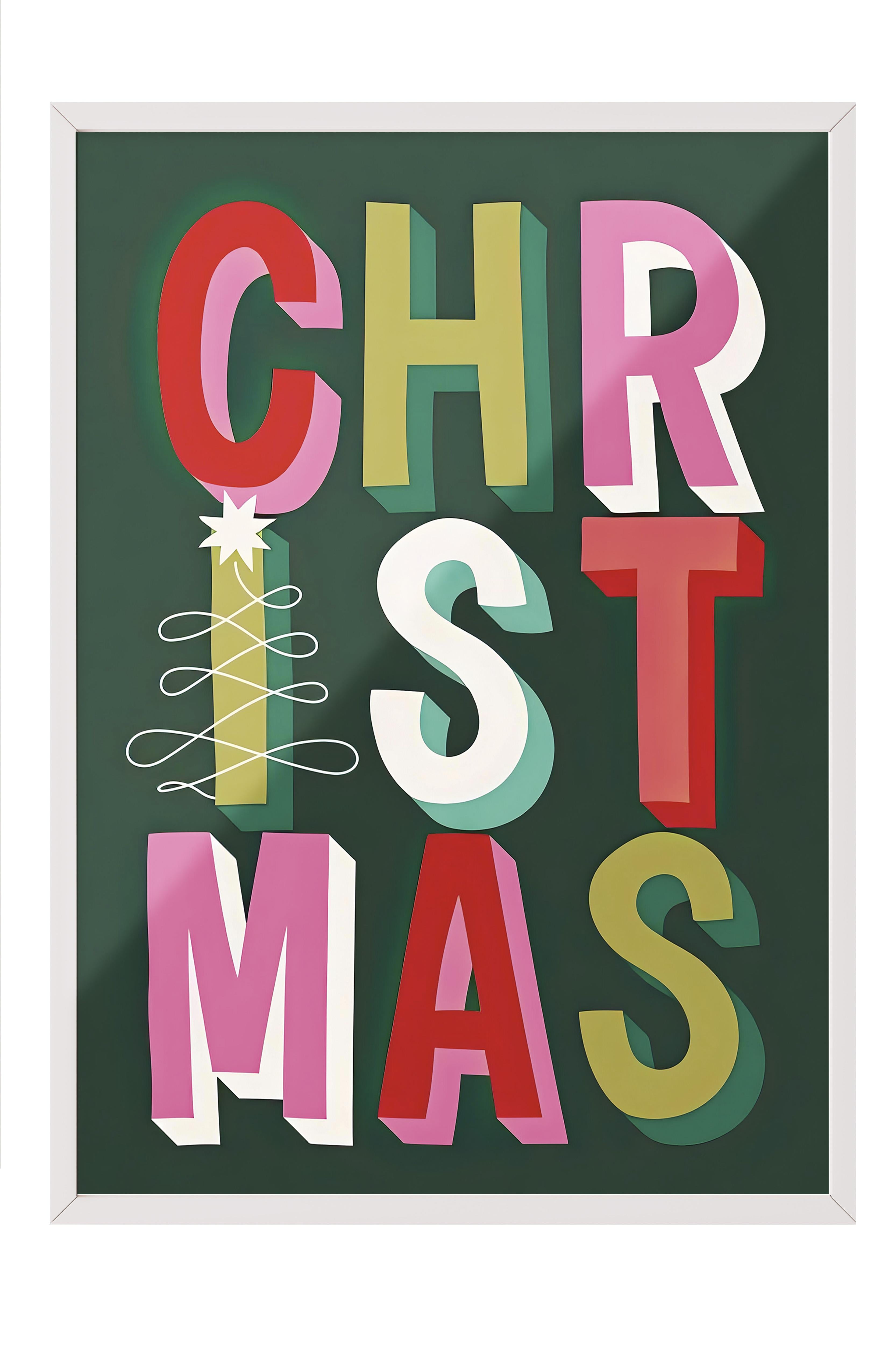 Beyaz Çerçeveli Tablo, Yılbaşı Poster, Yılbaşı Dekoru, Bold Christmas Comfort Serisi NO:108663