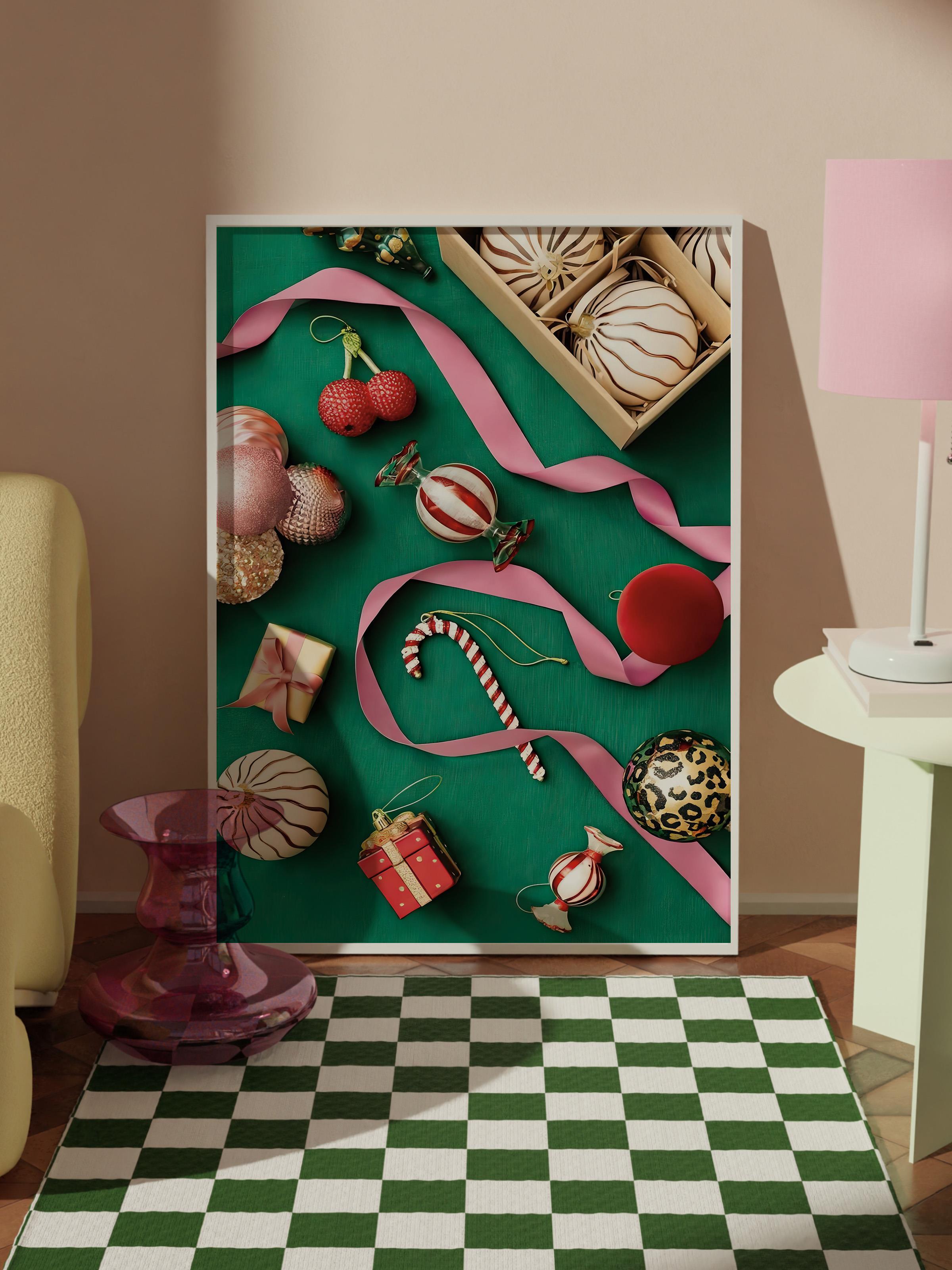 Beyaz Çerçeveli Tablo, Çerçeveli Yılbaşı Poster,  Christmas Decorations Comfort Serisi NO:108666