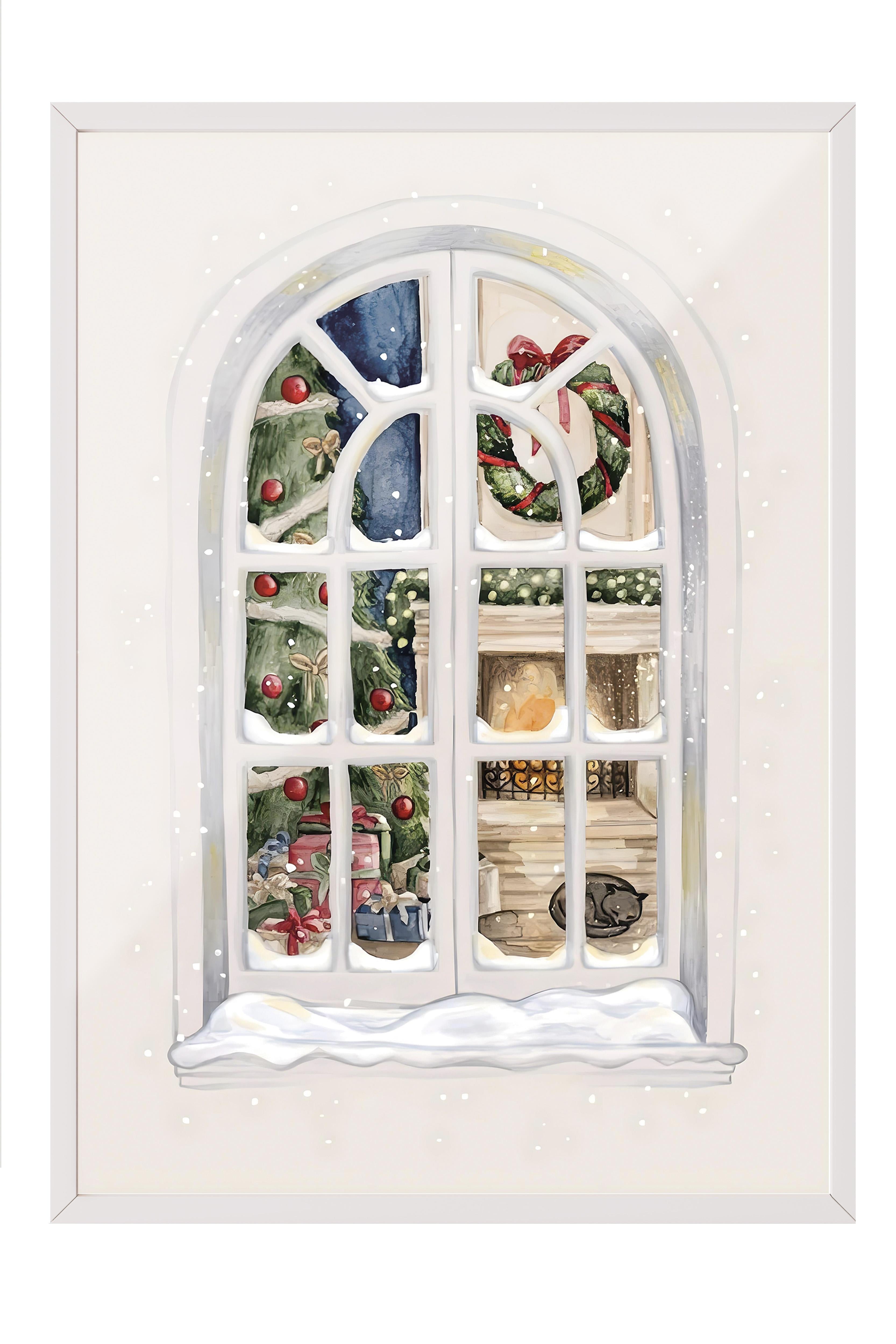 Beyaz Çerçeveli Tablo, Yılbaşı Poster, Yılbaşı Dekoru, Christmas Inside Comfort Serisi NO:108659