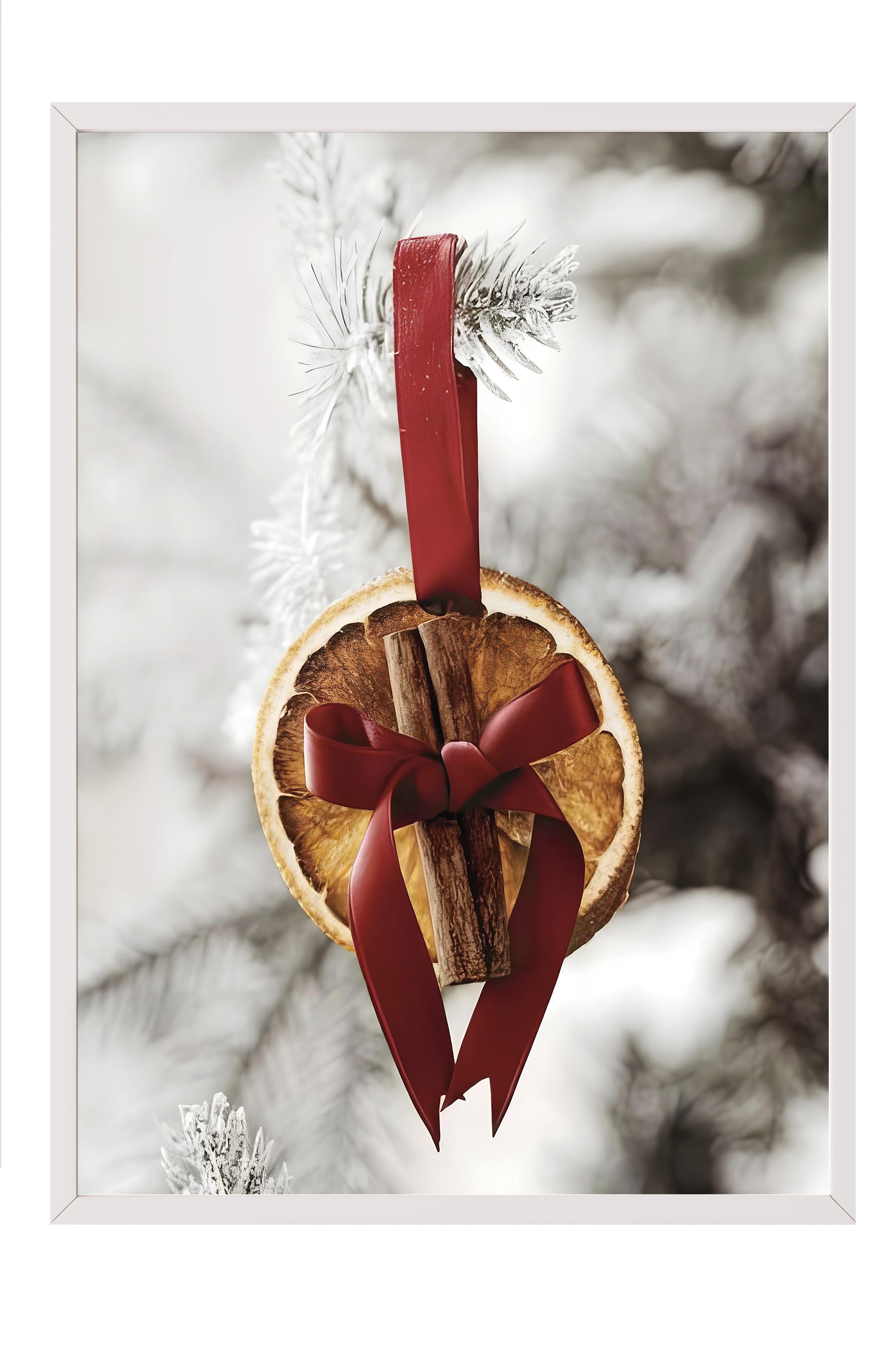 Beyaz Çerçeveli Tablo, Yılbaşı Poster, Yılbaşı Dekoru, Christmas Orange Comfort Serisi NO:108670