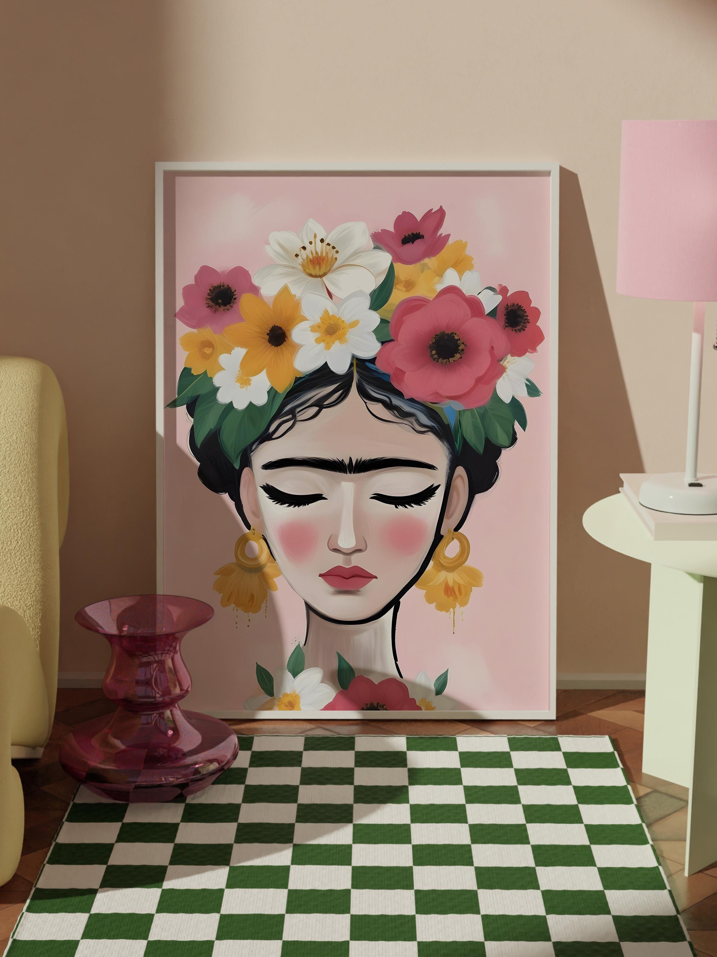 Beyaz Çerçeveli Tablo, Poster ve Çerçeve Seti,  Duvar Tablosu, Frida Art Comfort Serisi NO:108651