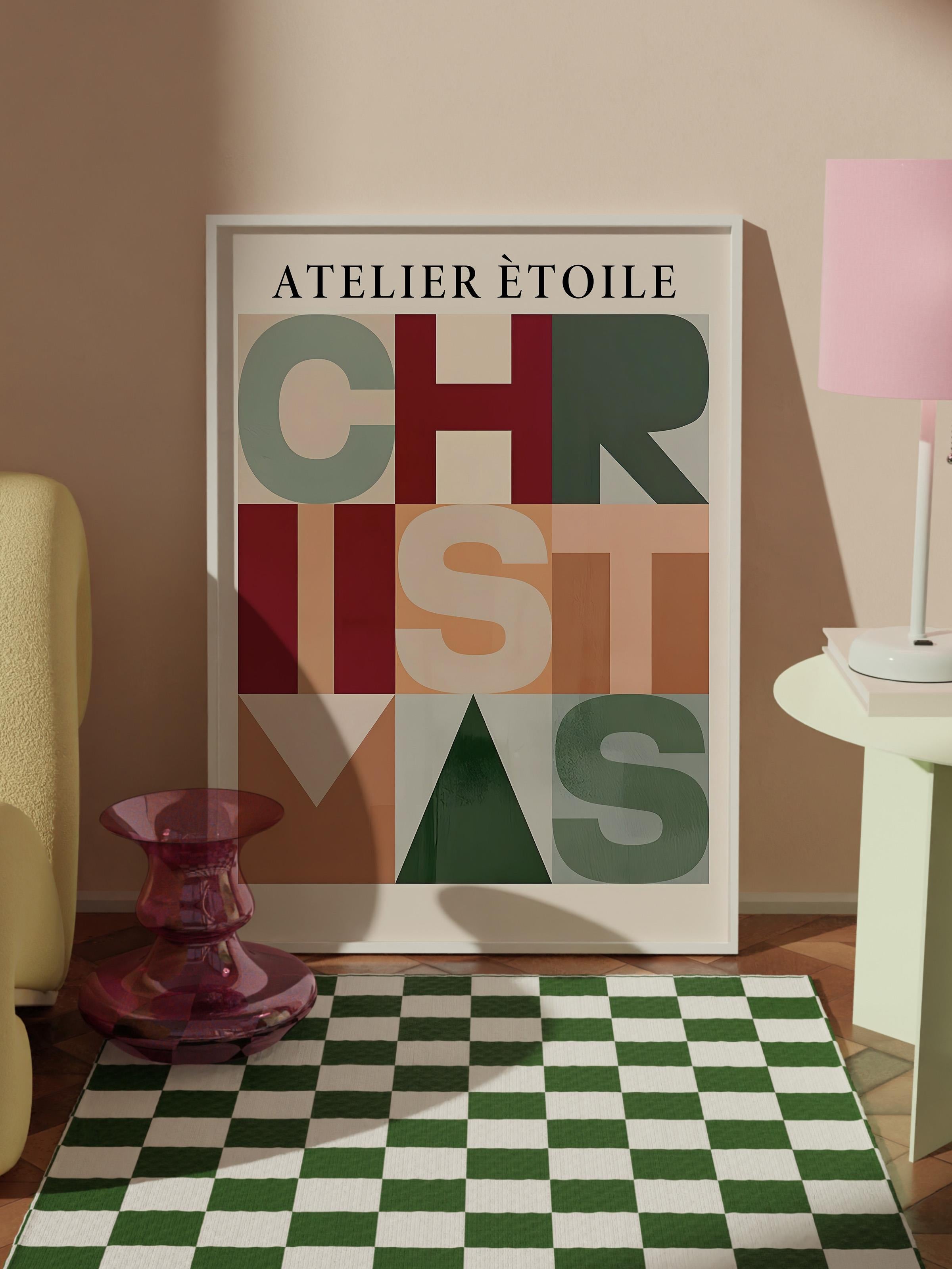 Beyaz Çerçeveli Tablo, Yılbaşı Poster, Yılbaşı Dekoru, Graphic Christmas Comfort Serisi NO:108649