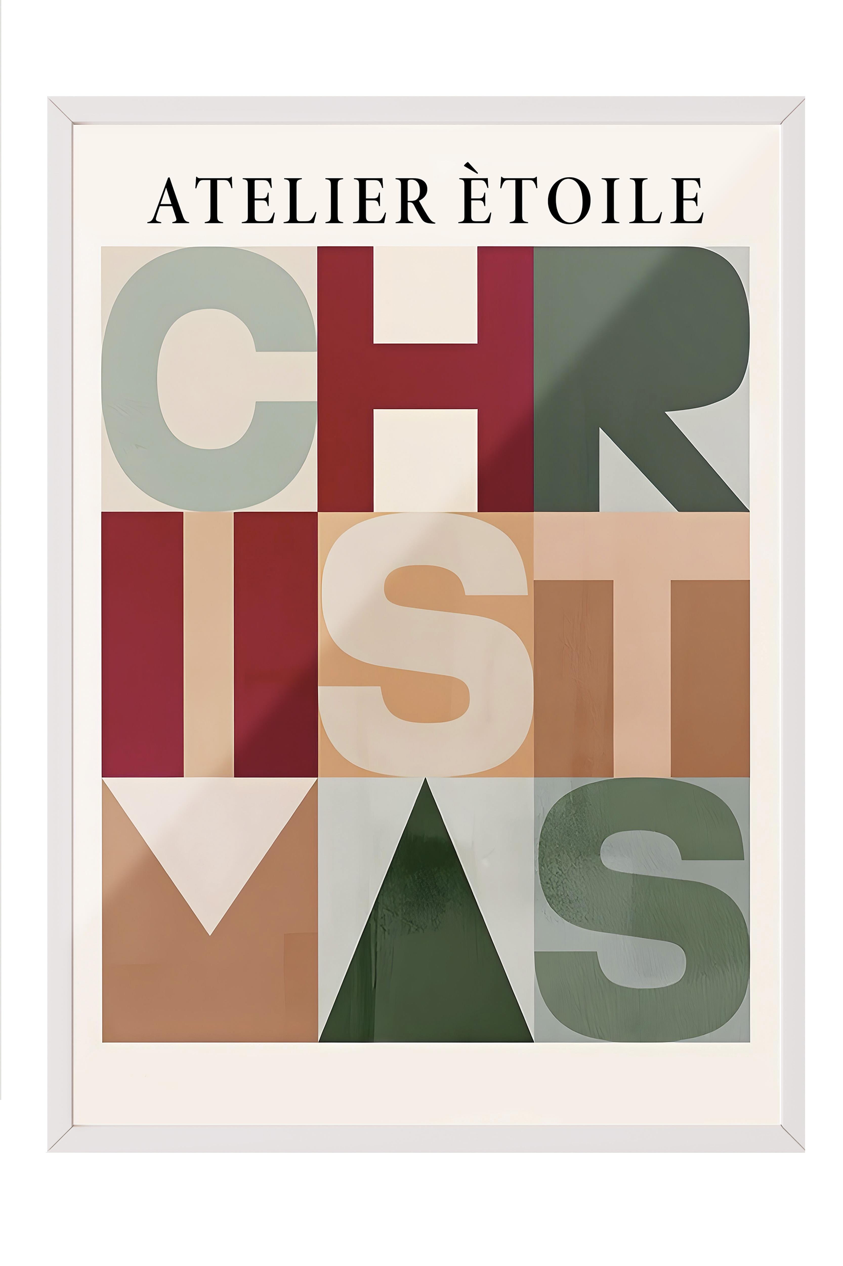 Beyaz Çerçeveli Tablo, Yılbaşı Poster, Yılbaşı Dekoru, Graphic Christmas Comfort Serisi NO:108649