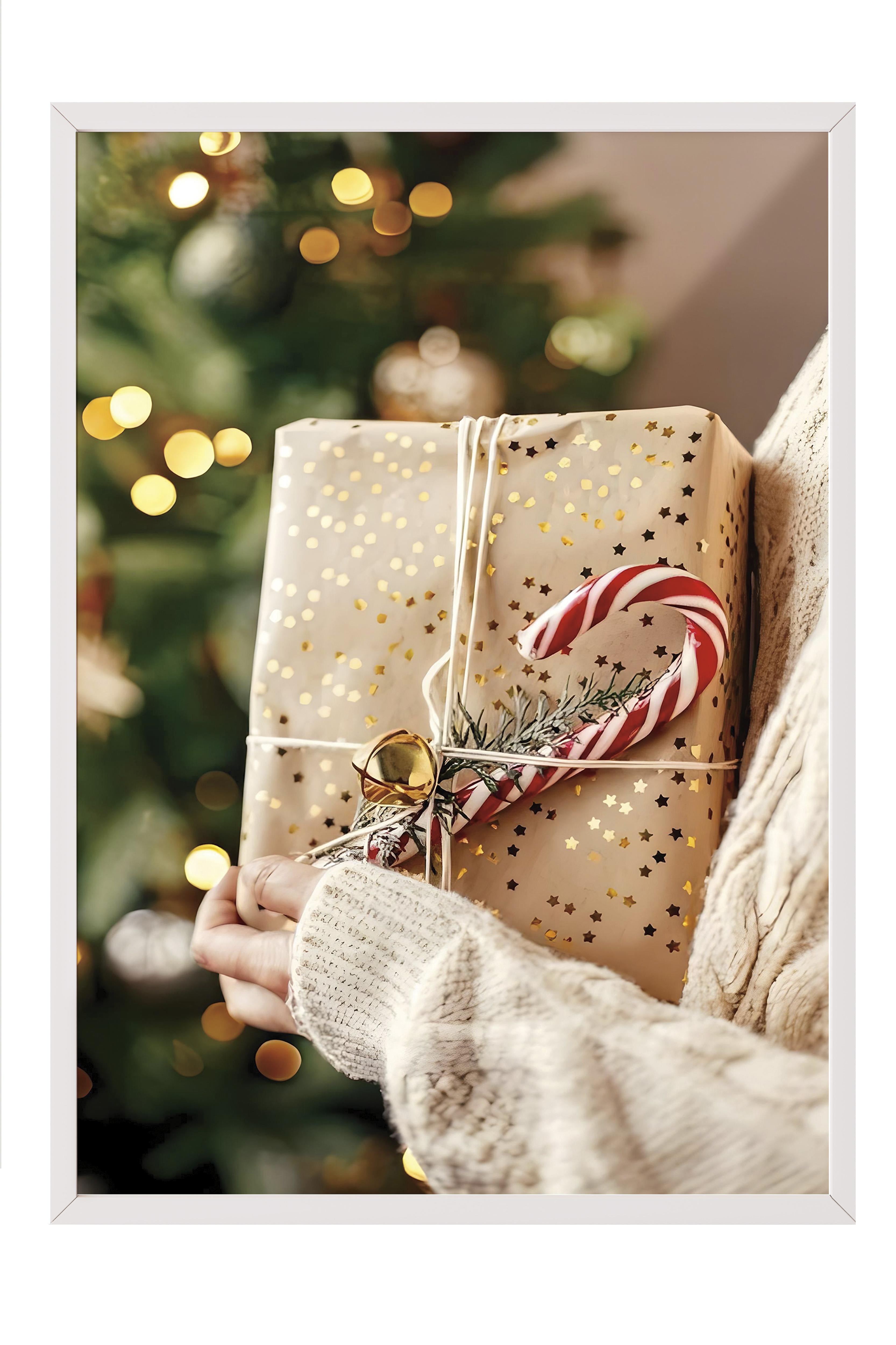 Beyaz Çerçeveli Tablo, Yılbaşı Poster, Yılbaşı Dekoru, Holiday Gift Comfort Serisi NO:108629