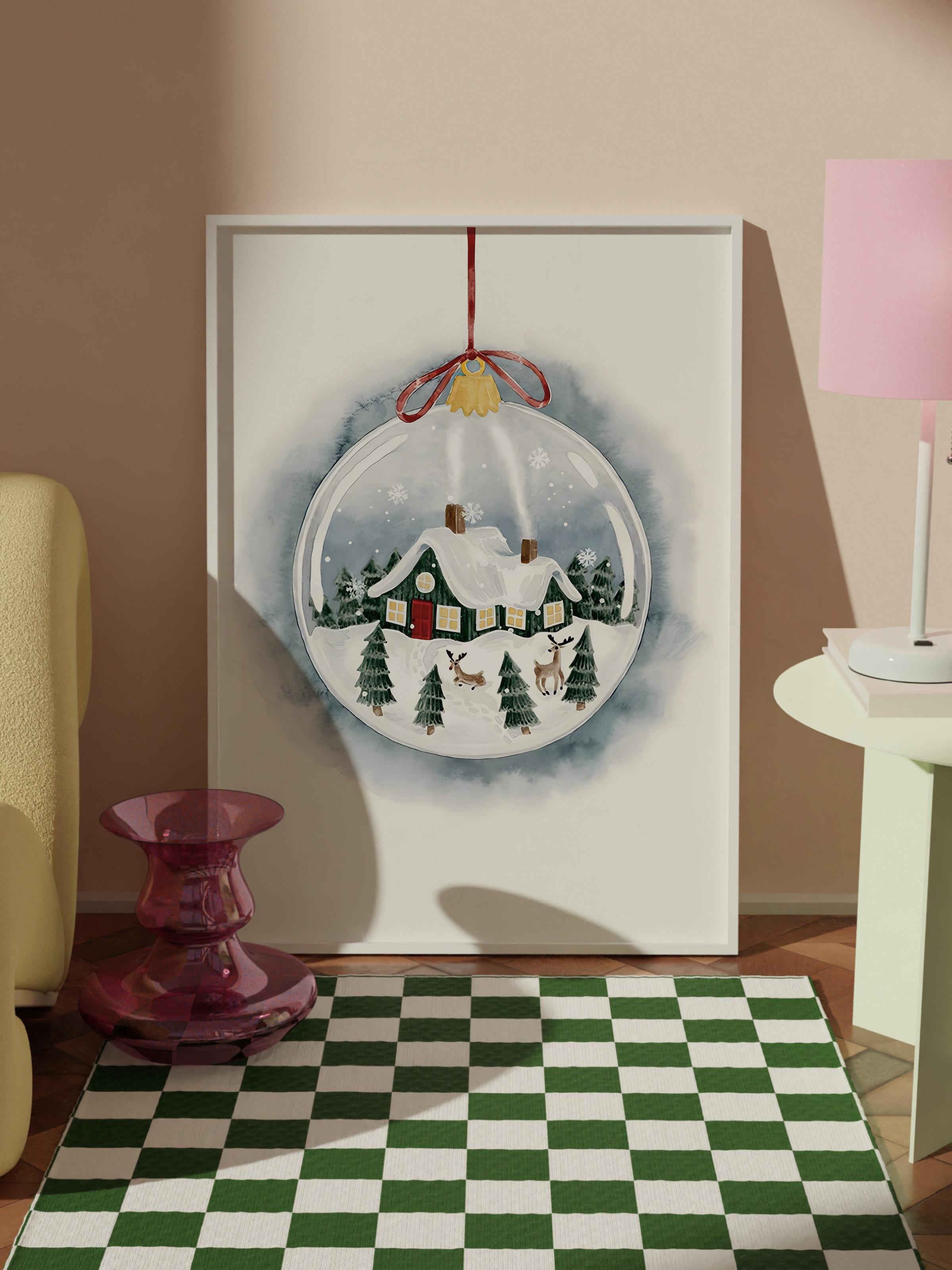 Beyaz Çerçeveli Tablo, Yılbaşı Poster, Yılbaşı Dekoru, Holiday Ornament Comfort Serisi NO:108640