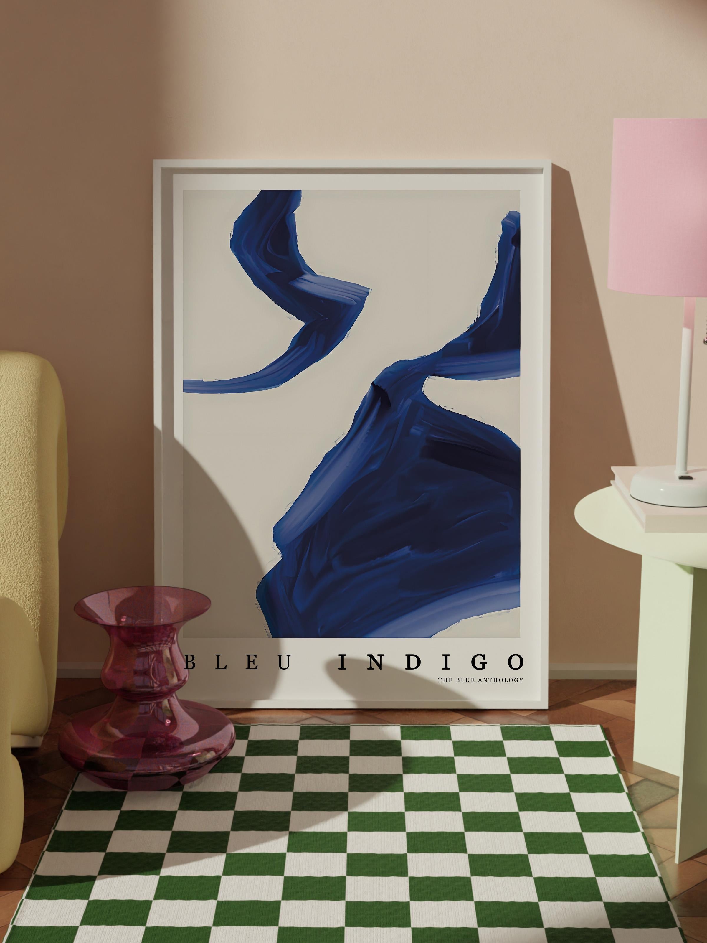 Beyaz Çerçeveli Tablo, Poster ve Çerçeve Seti,  Duvar Tablosu, Indigo Abstract Comfort Serisi NO:108606
