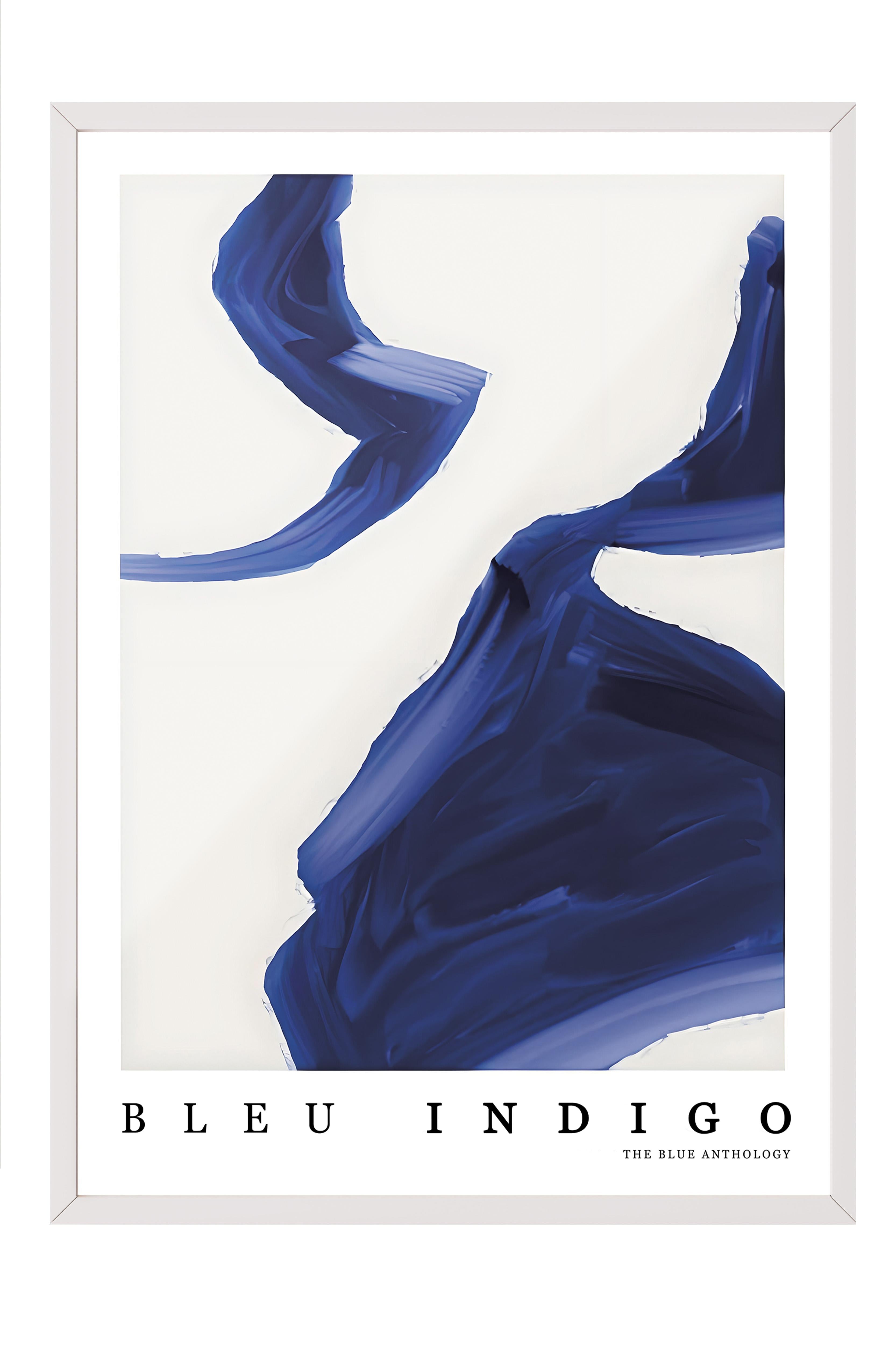 Beyaz Çerçeveli Tablo, Poster ve Çerçeve Seti,  Duvar Tablosu, Indigo Abstract Comfort Serisi NO:108606