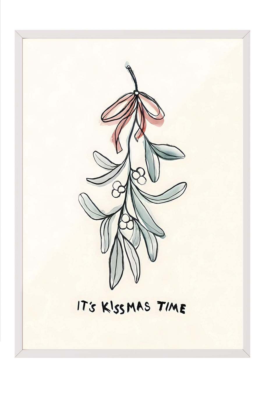 It's Kissmas Time Yılbaşı Poster – Beyaz Çerçeveli Tablo