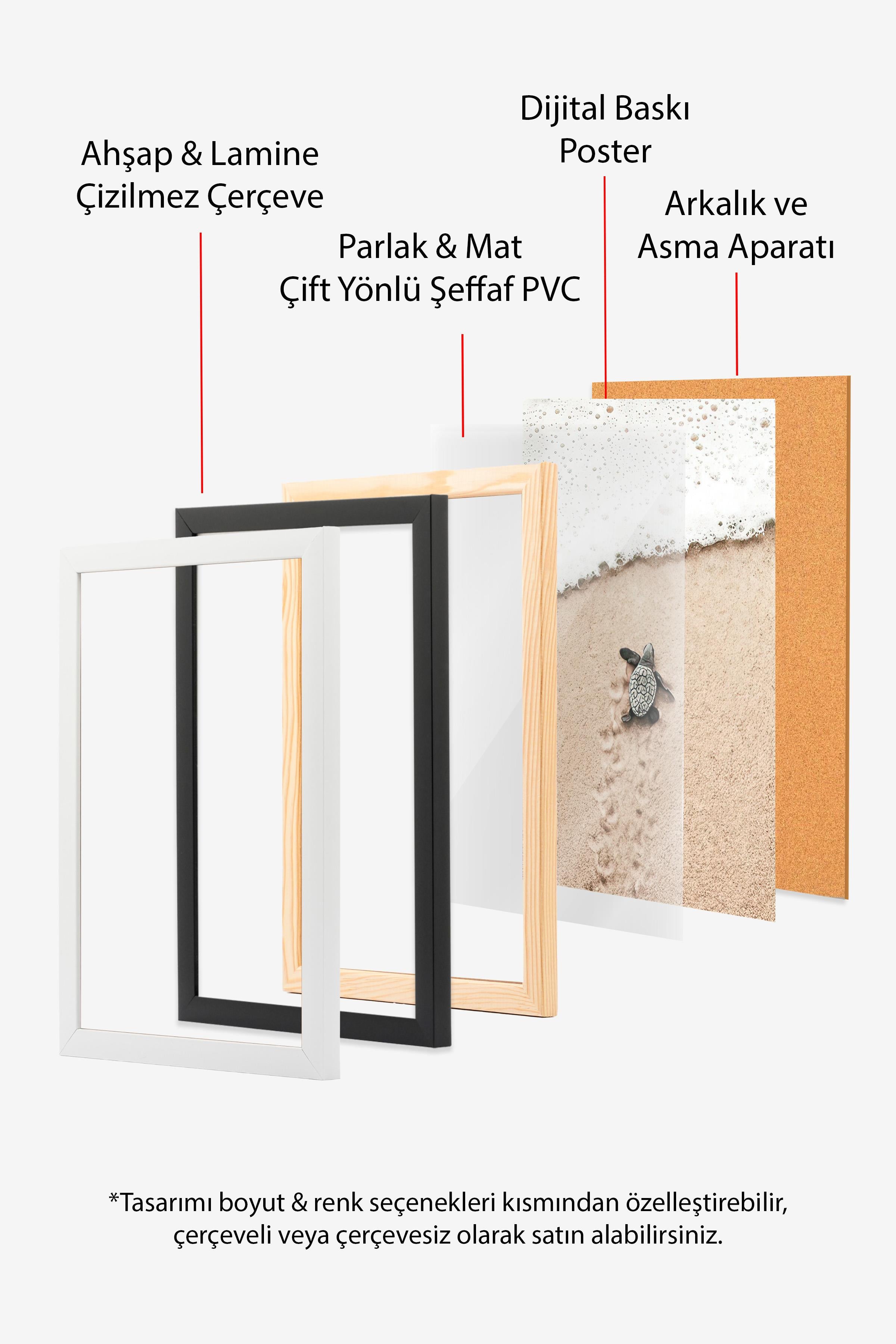 Beyaz Çerçeveli Tablo, Poster ve Çerçeve Seti,  Duvar Tablosu, Japanese Red Sun Comfort Serisi NO:108708