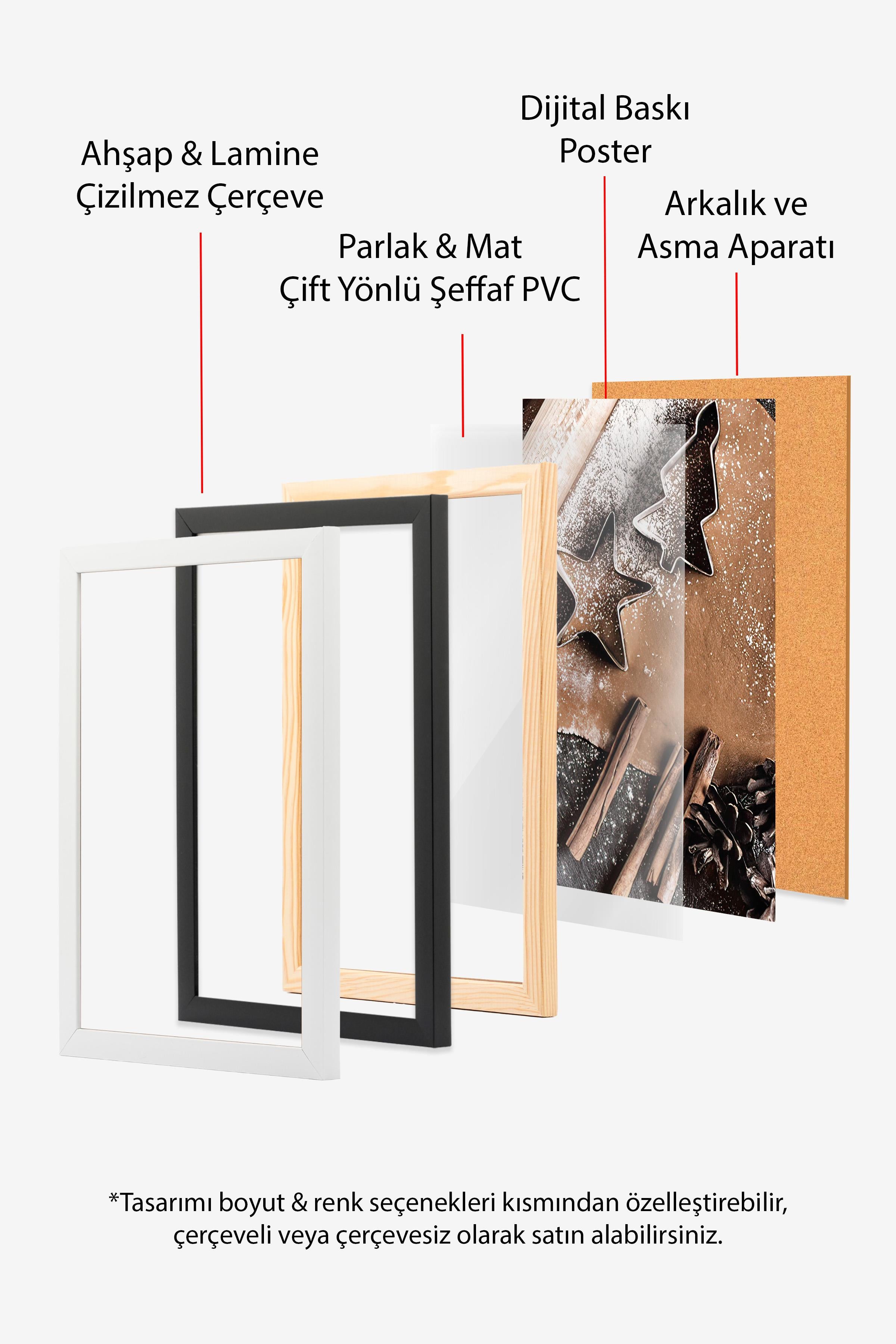 Beyaz Çerçeveli Tablo, Çerçeveli Yılbaşı Poster, Yılbaşı Dekoru, Joyful Comfort Serisi NO:108645