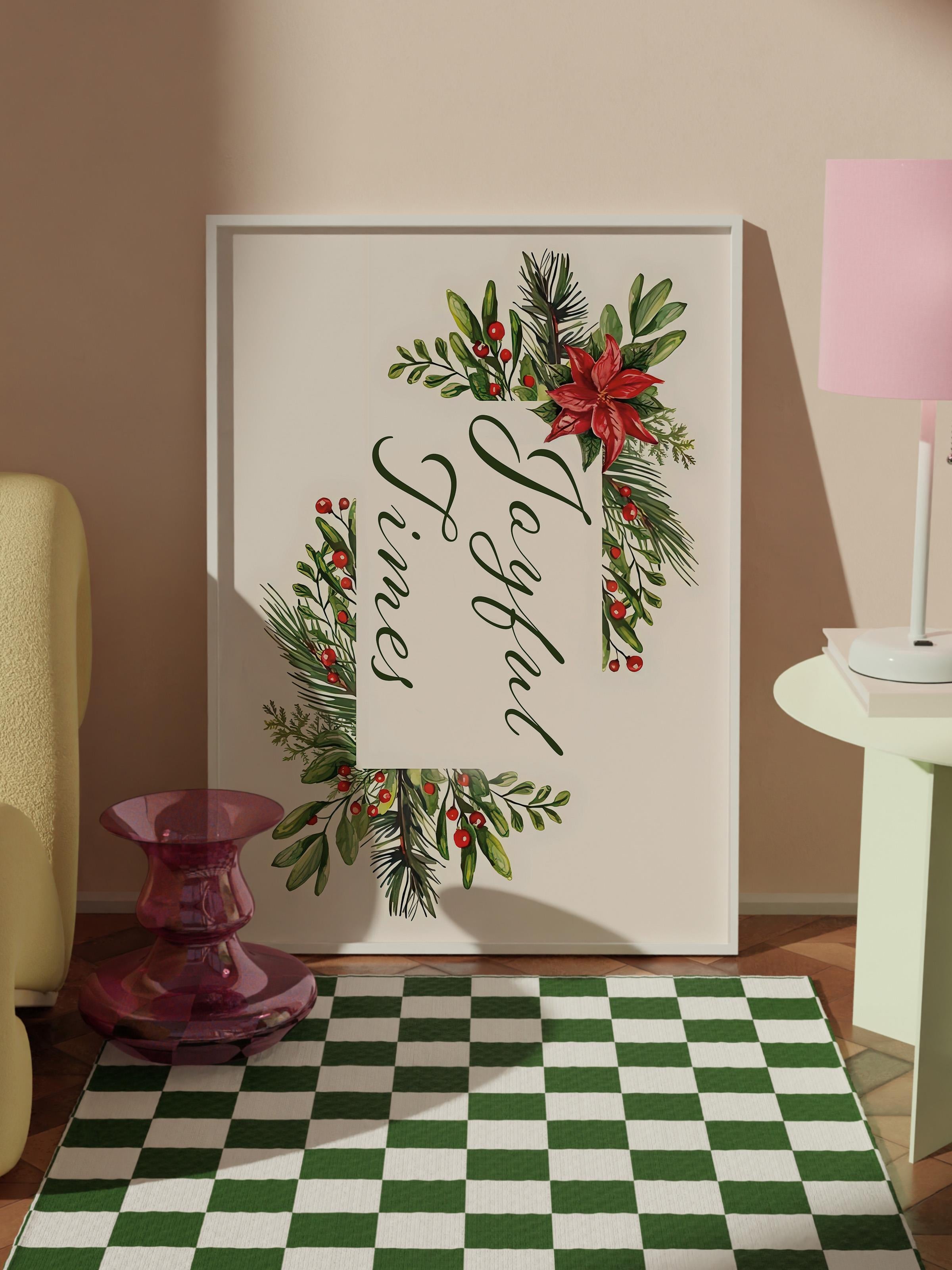 Beyaz Çerçeveli Tablo, Yılbaşı Poster, Yılbaşı Dekoru, Joyful Times Comfort Serisi NO:108633