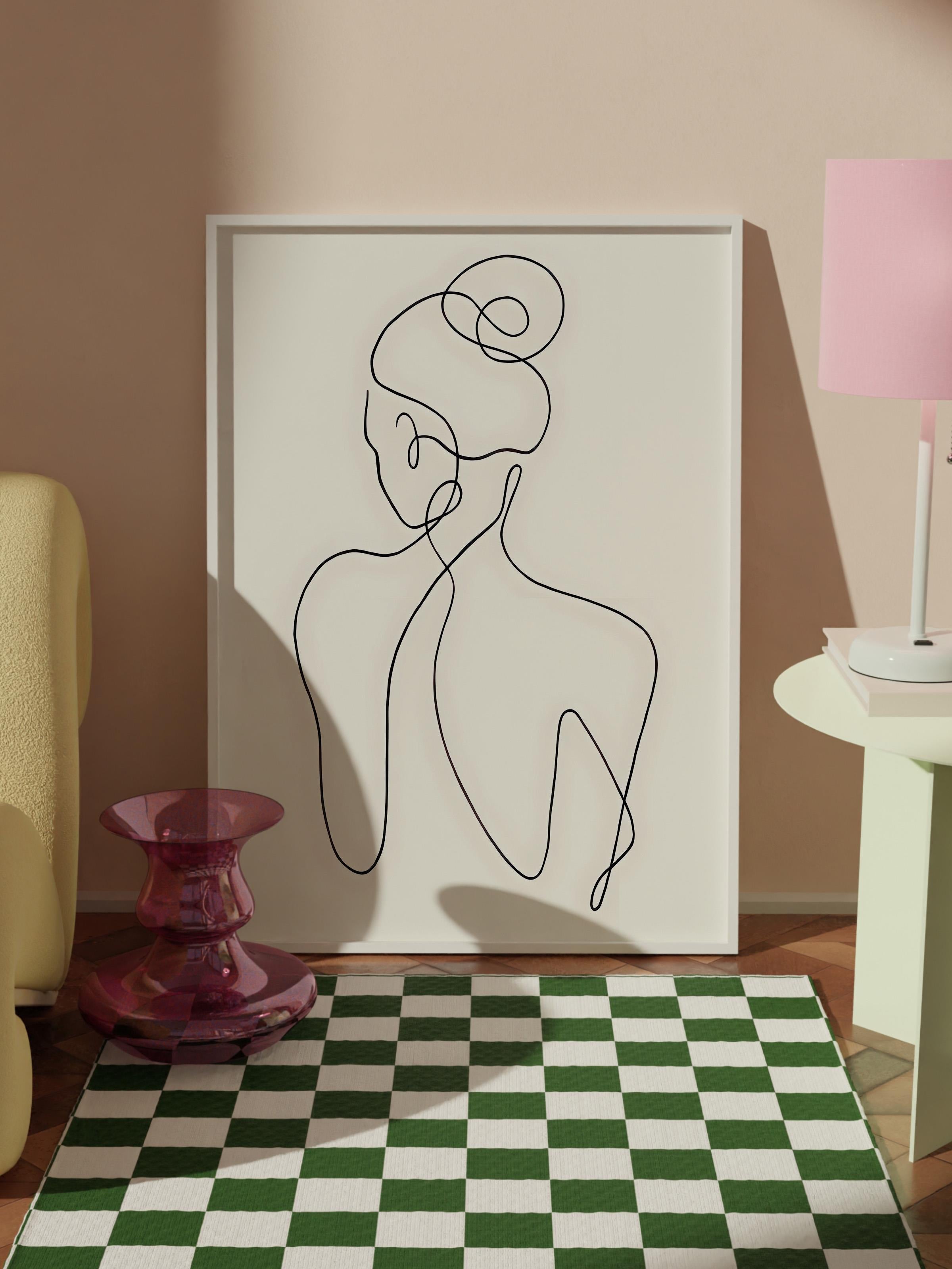 Beyaz Çerçeveli Tablo,  Duvar Tablosu, One Line Art No 1 Comfort Serisi NO:108653