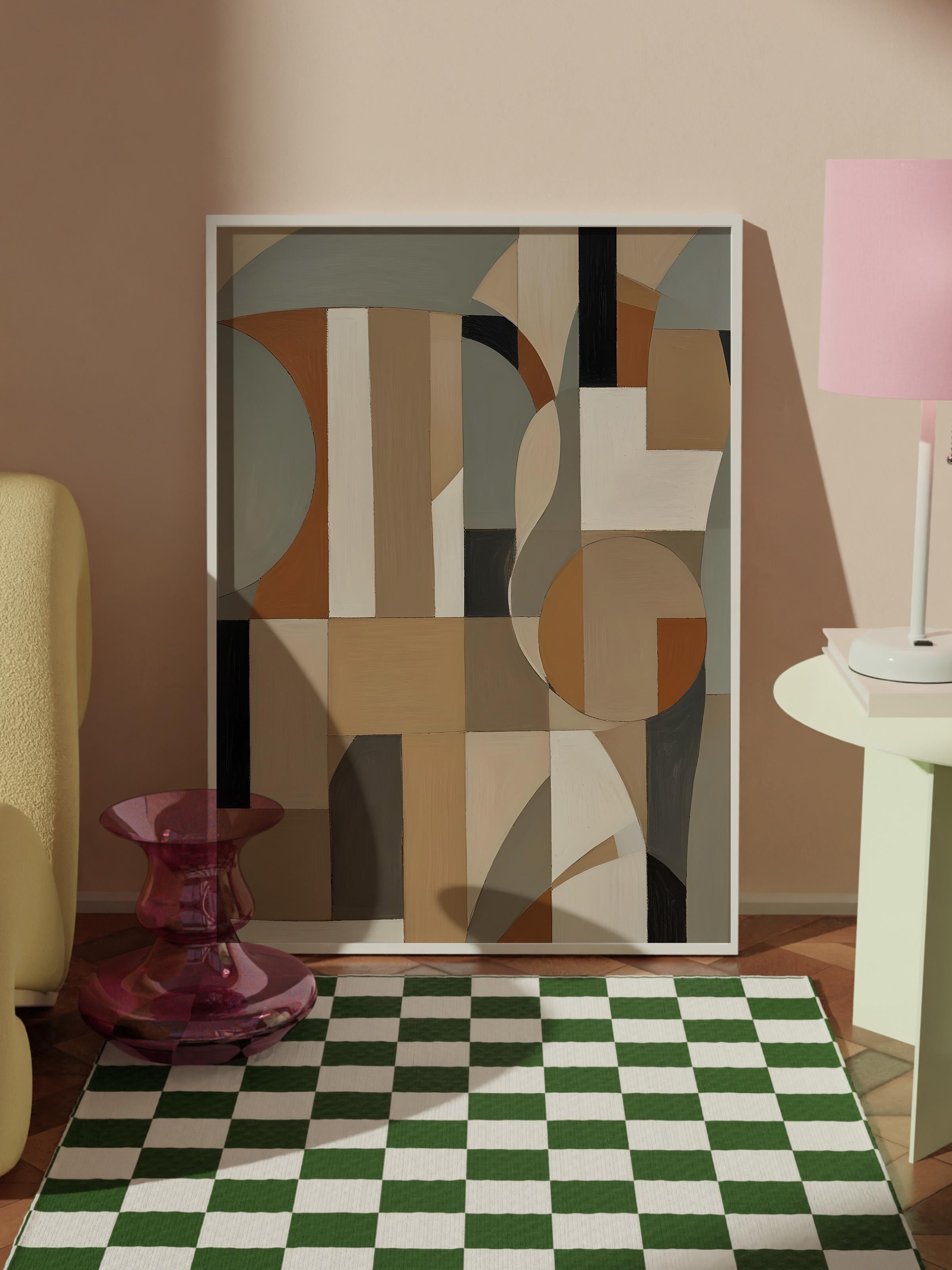 Beyaz Çerçeveli Tablo,  Duvar Tablosu, Painted Shapes No1 Comfort Serisi NO:108689