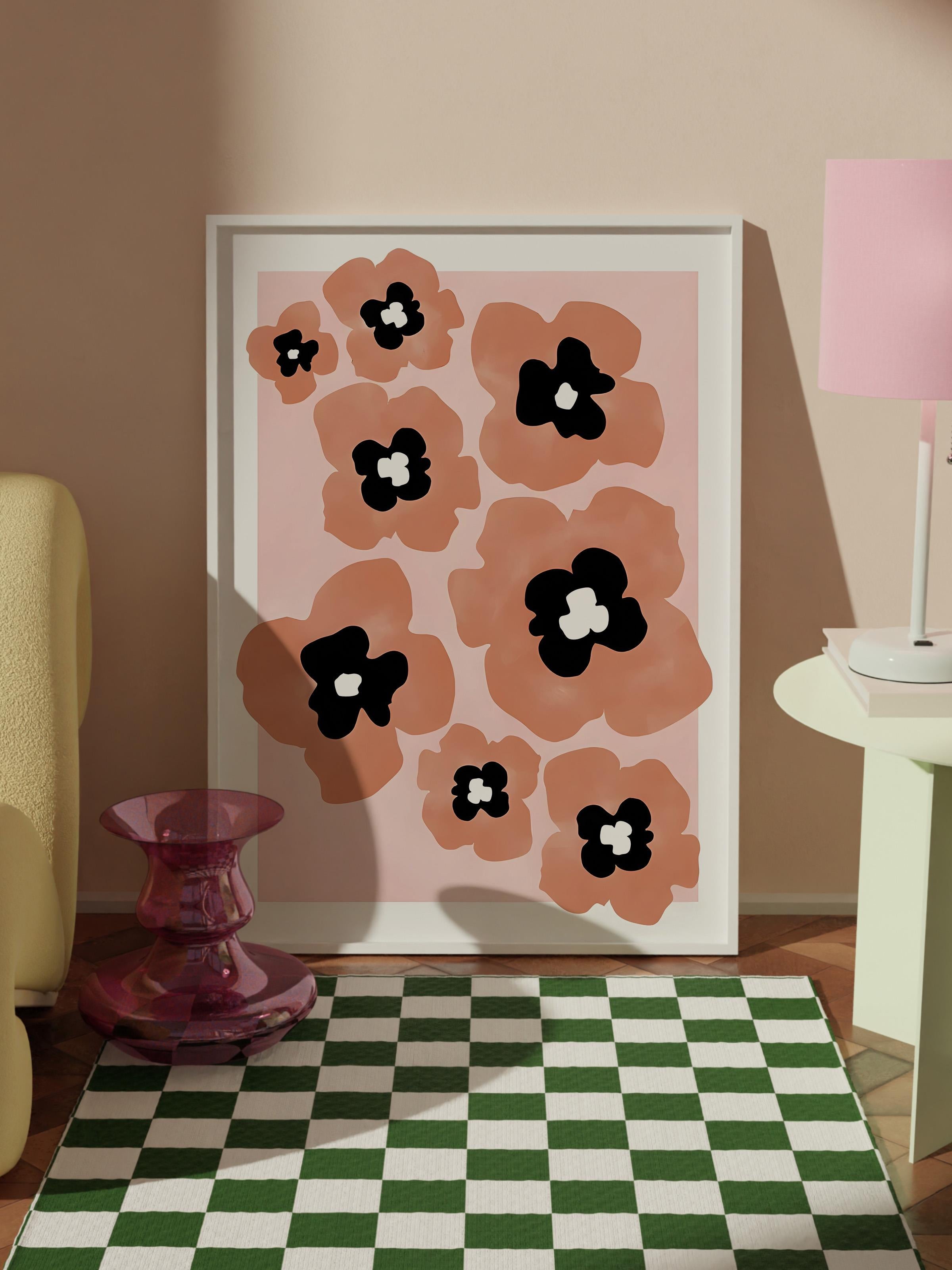 Beyaz Çerçeveli Tablo, Poster ve Çerçeve Seti,  Duvar Tablosu, Red Poppies Comfort Serisi NO:108704