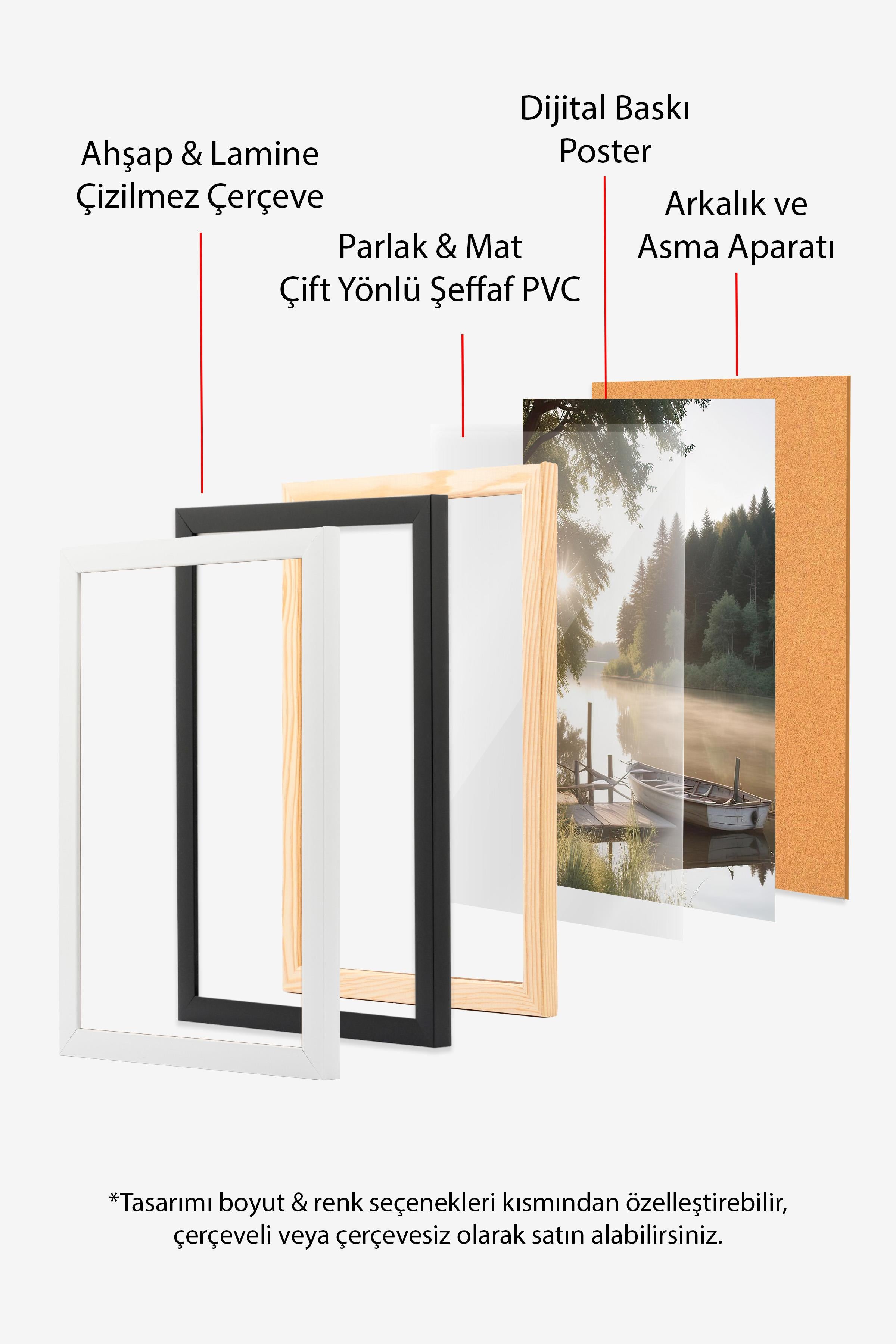 Beyaz Çerçeveli Tablo, Çerçeveli Yılbaşı Poster, Yılbaşı Dekoru, Snowy Door Comfort Serisi NO:108628