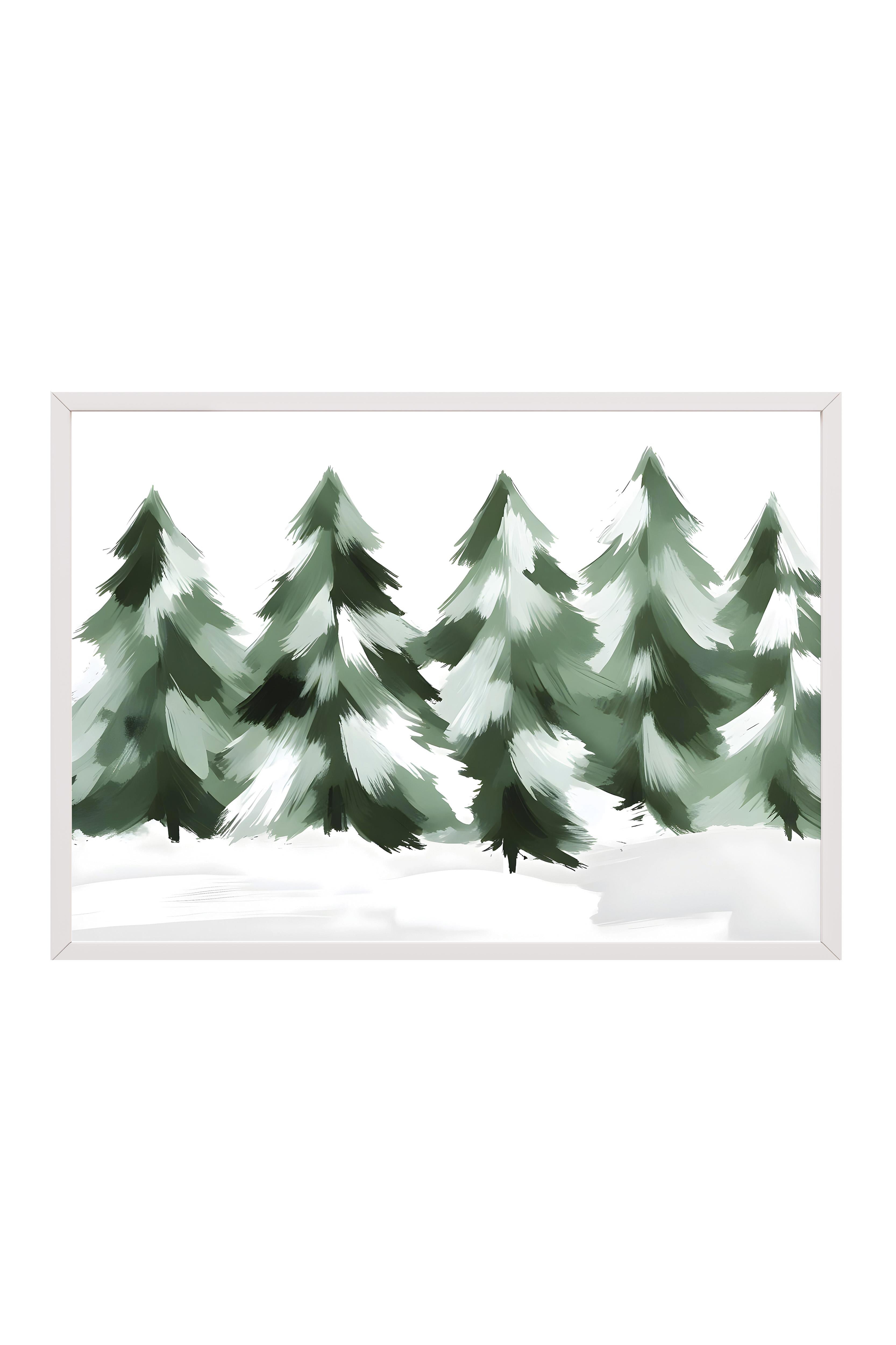 Beyaz Çerçeveli Tablo, Yılbaşı Poster, Yılbaşı Dekoru, Winter Woods Comfort Serisi NO:108623